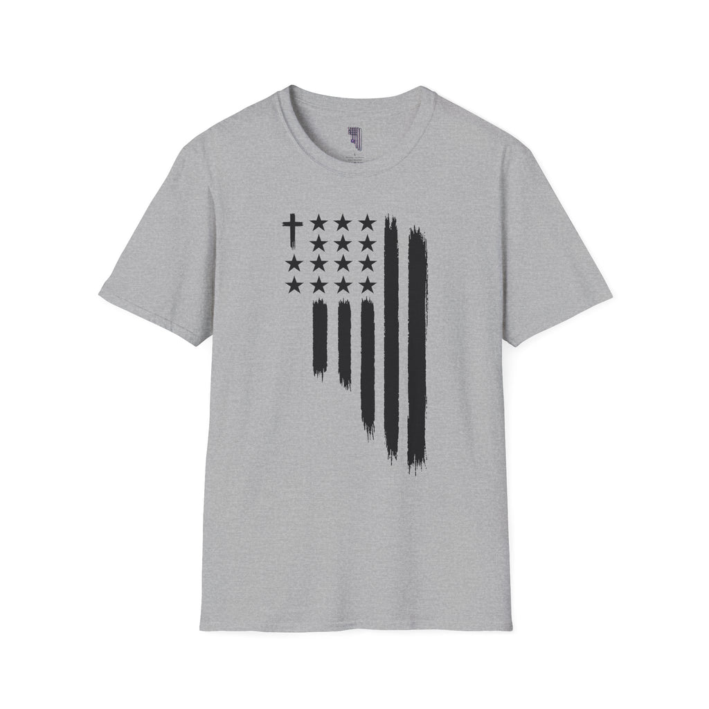 Christian Flag T-Shirt — Distressed American Cross Stars Tee