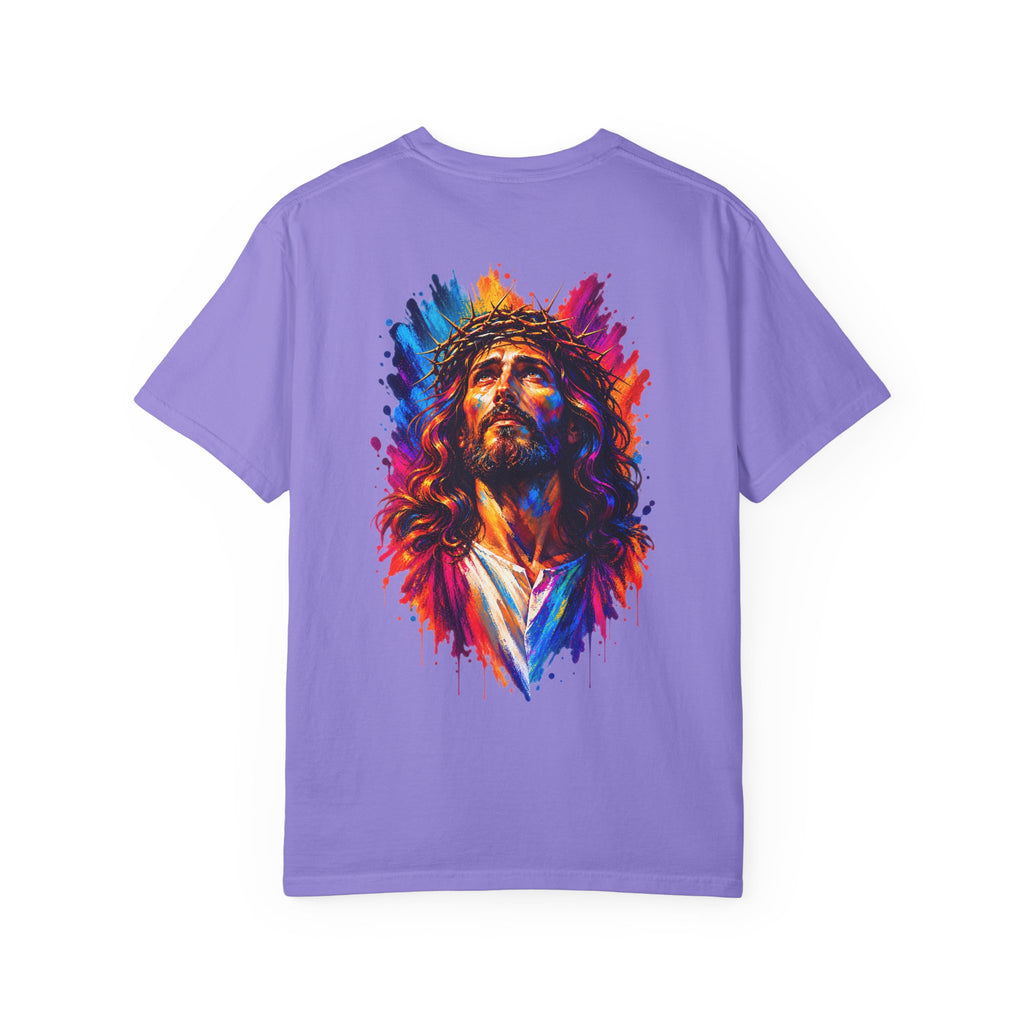 Jesus Portrait T-Shirt — Colorful Watercolor Cross Tee