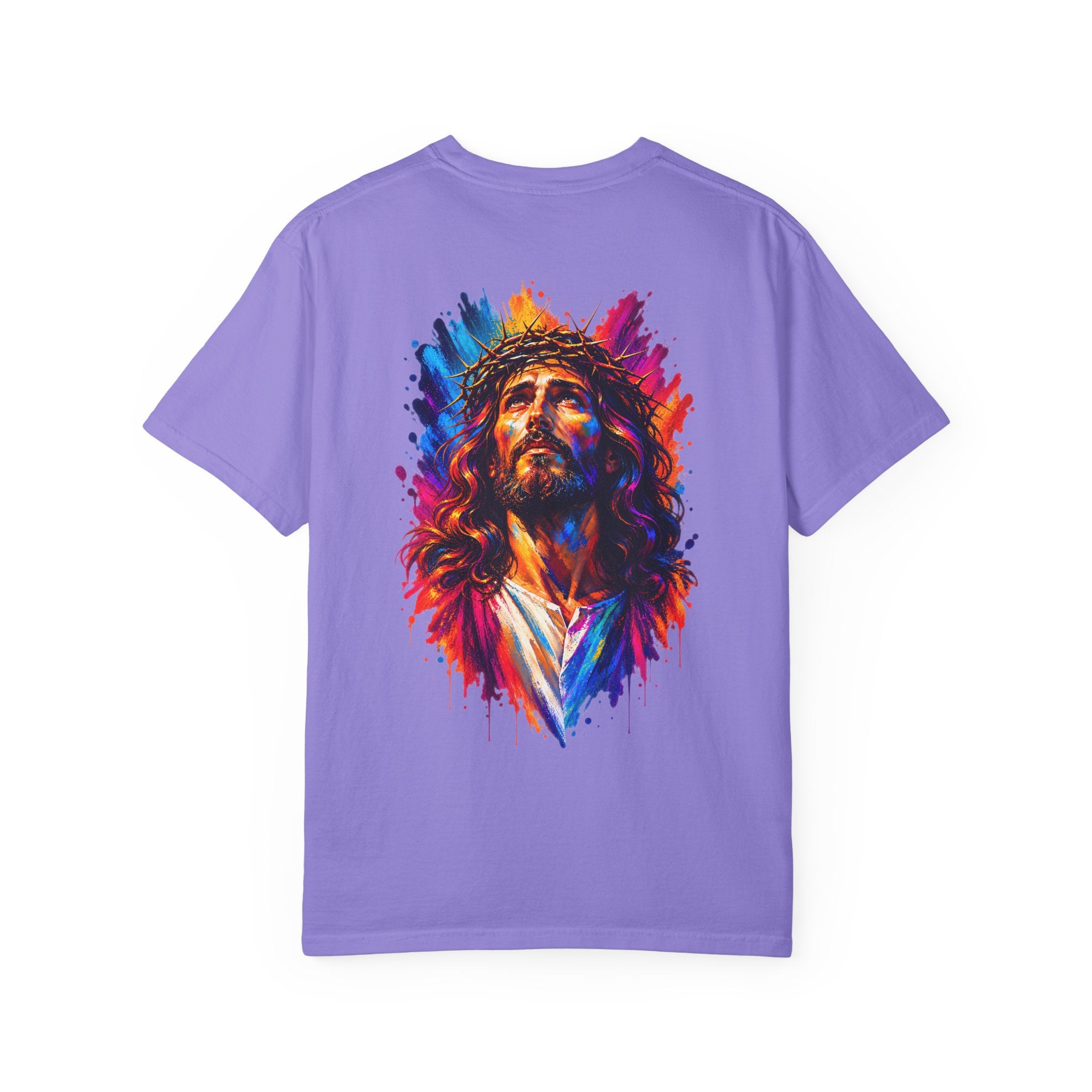 Jesus Portrait T-Shirt — Colorful Watercolor Cross Tee