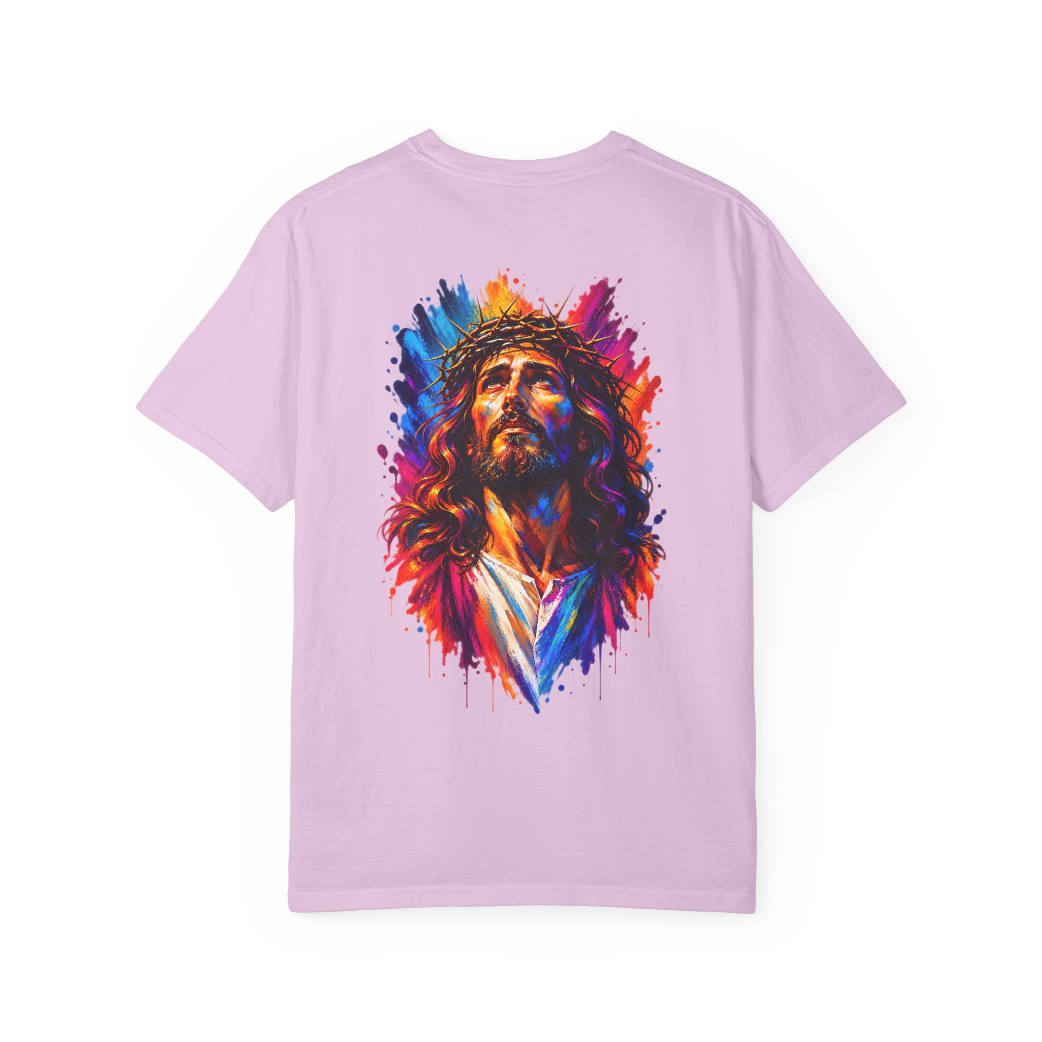 Jesus Portrait T-Shirt — Colorful Watercolor Cross Tee