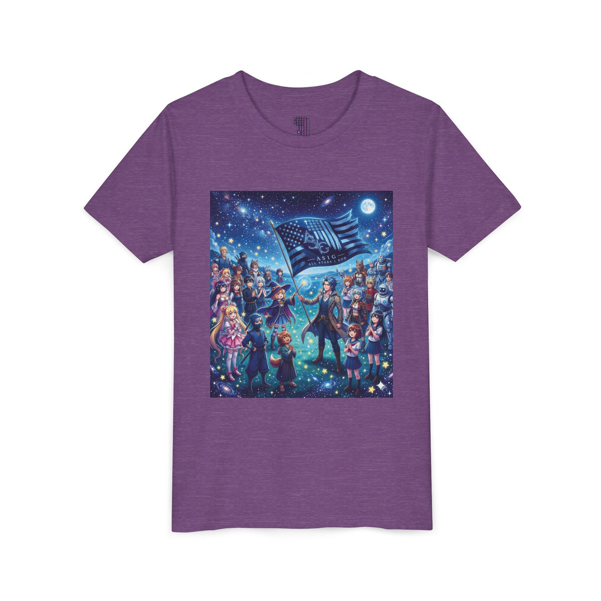 Starry Night Patriotic Kids T‑Shirt (American Flag & Kids Illustration)
