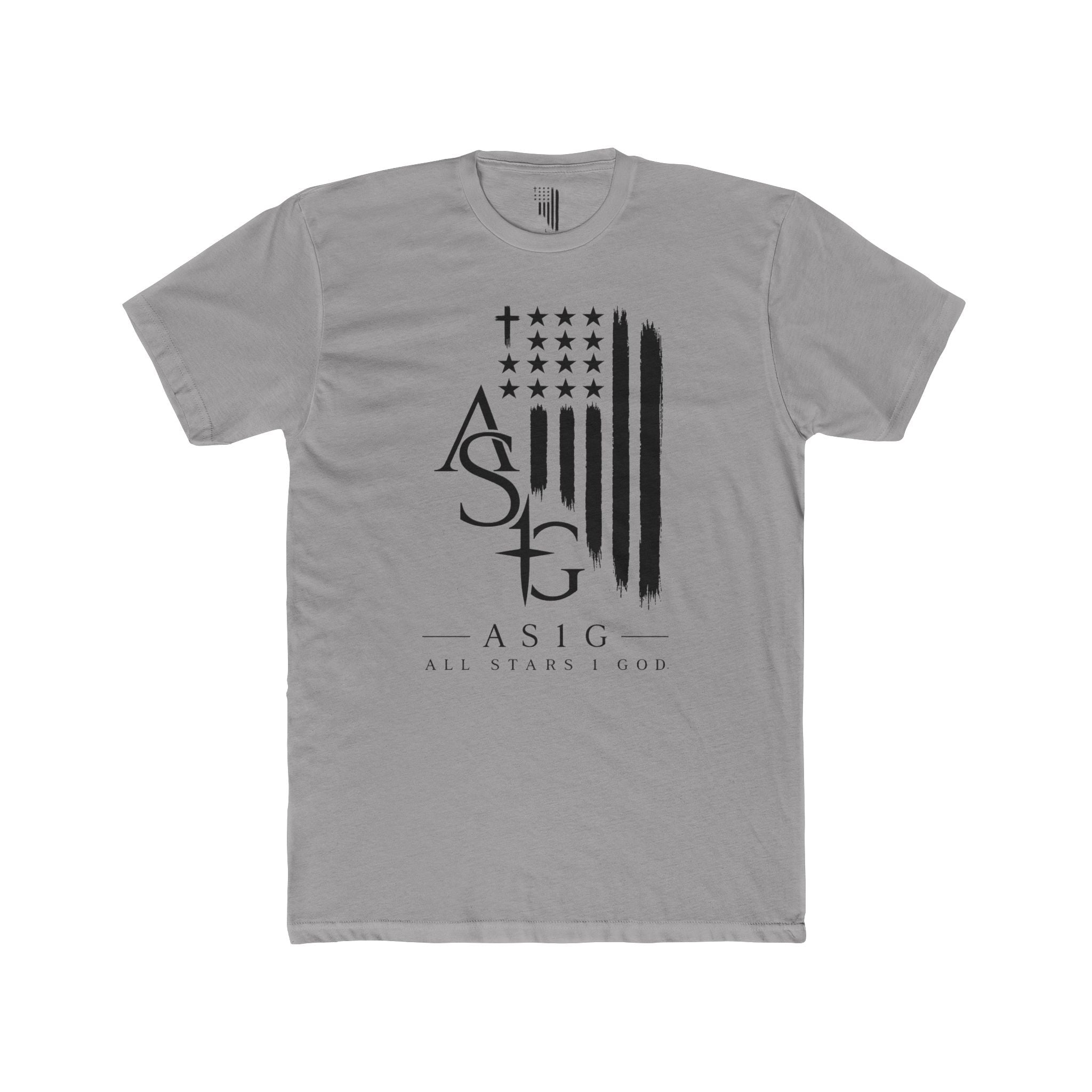 ASIG All Stars Club Flag Graphic Tee — Vintage Monochrome Patriotic T‑Shirt