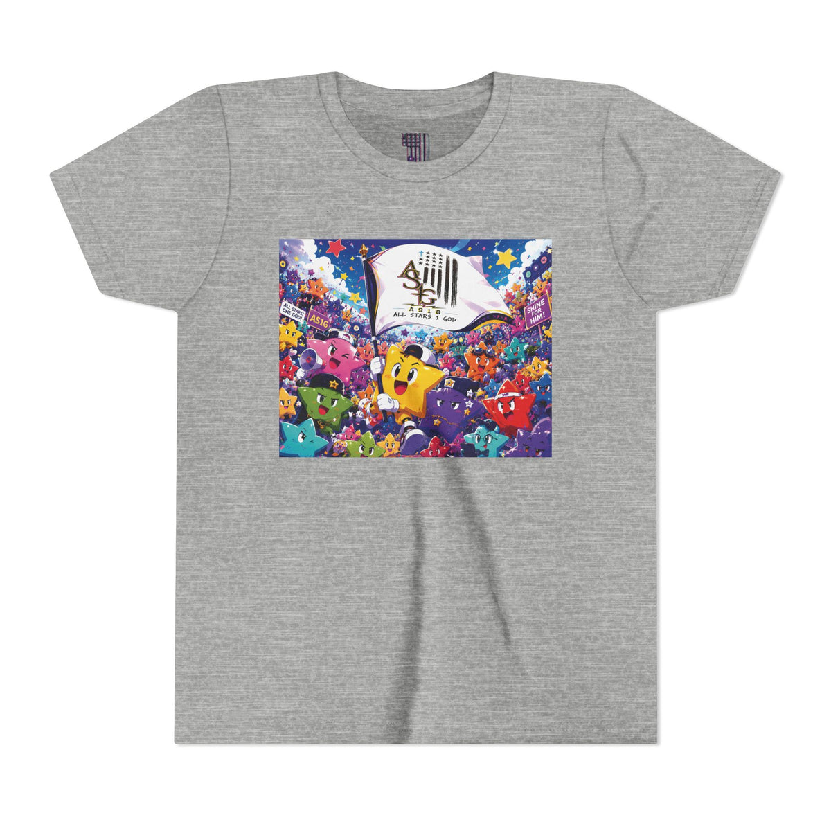 STAR RALLY - Colorful Cartoon Stars Crew with 'The First' Cap Design