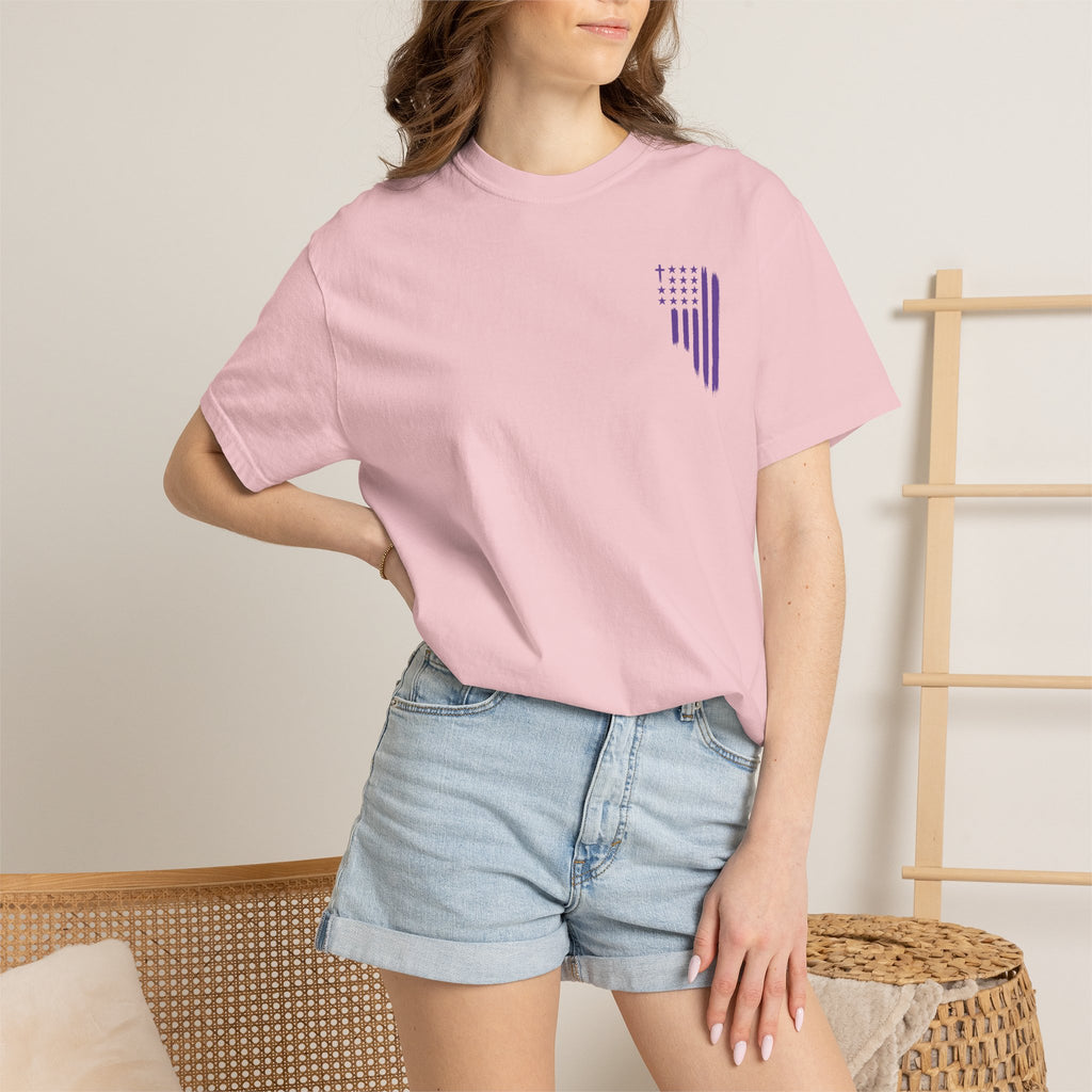 ASIG All Stars & God Flag T‑Shirt — Purple Brushstroke American Flag Tee