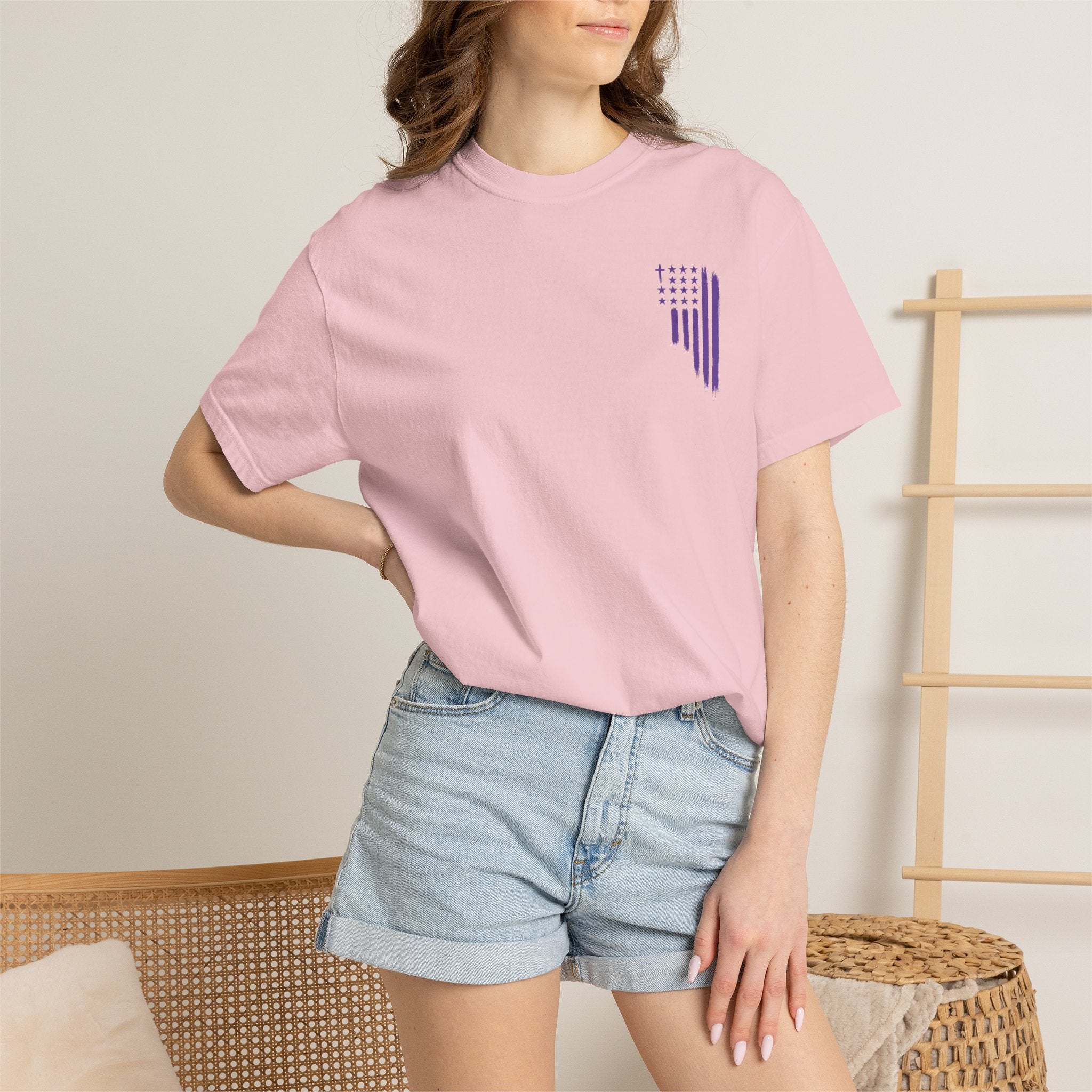 ASIG All Stars & God Flag T‑Shirt — Purple Brushstroke American Flag Tee