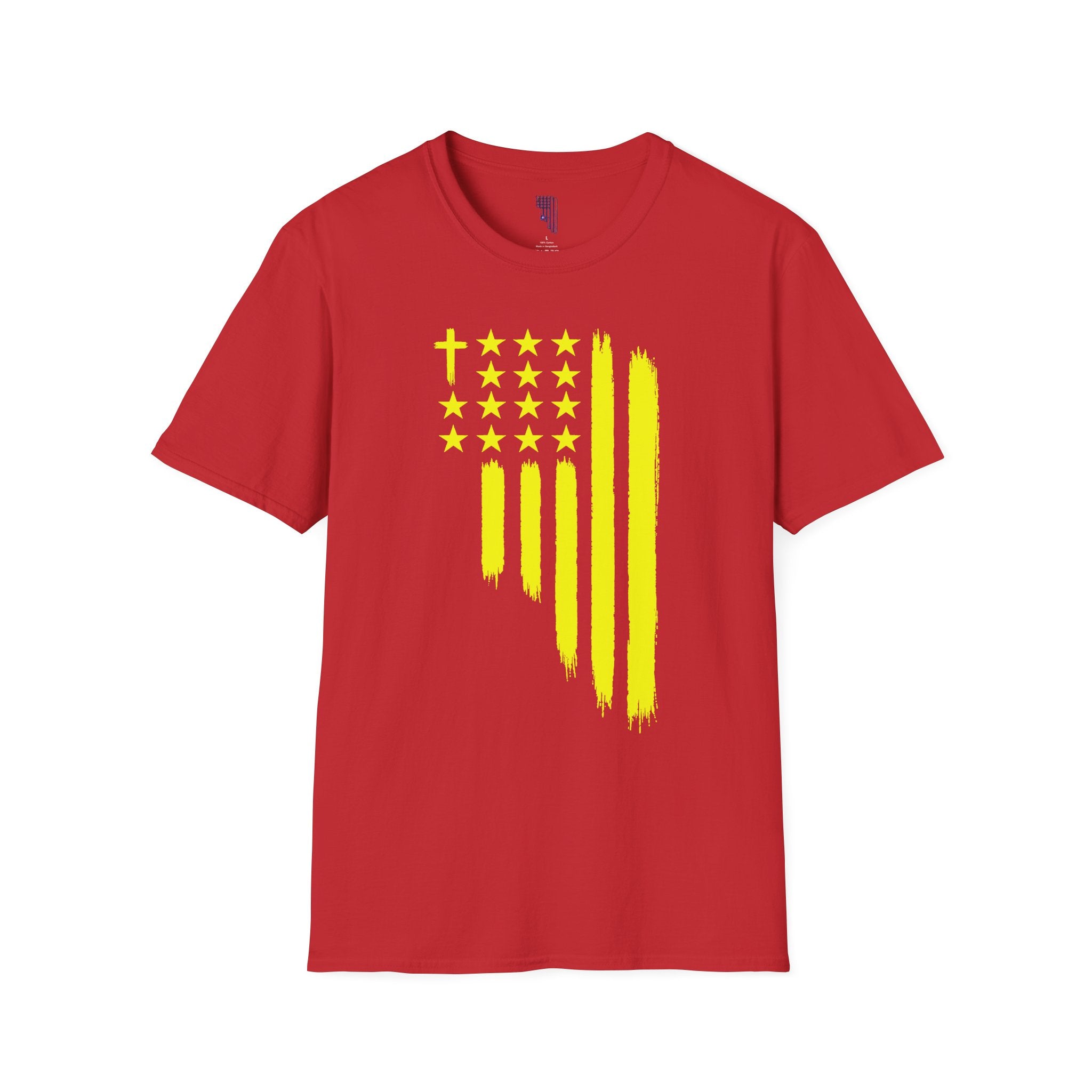Neon Yellow Stylized American Flag T-Shirt