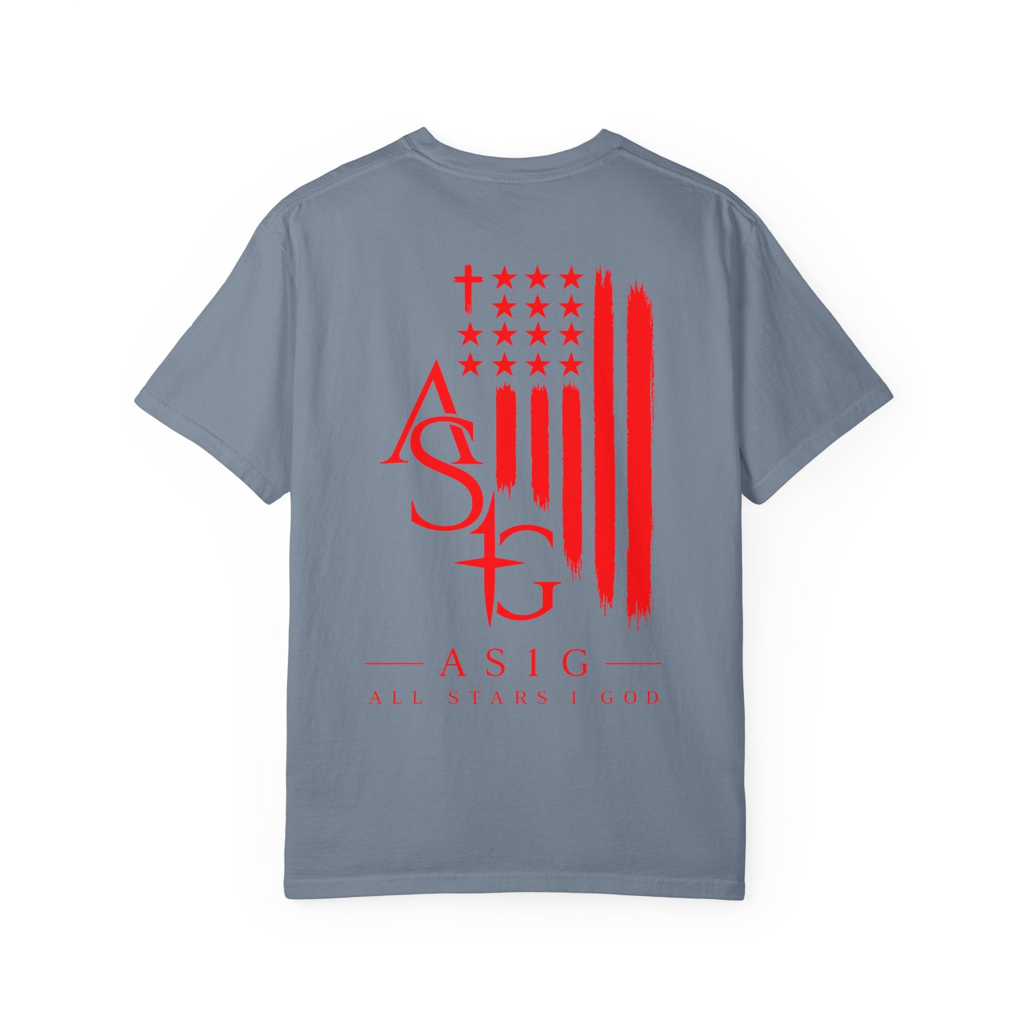 ASIG Patriotic Graphic T-Shirt — All Stars I God Red Flag Tee