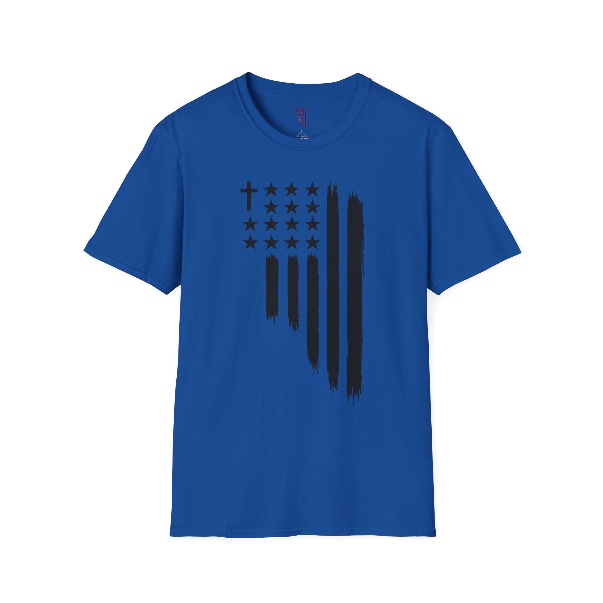 Christian Flag T-Shirt — Distressed American Cross Stars Tee