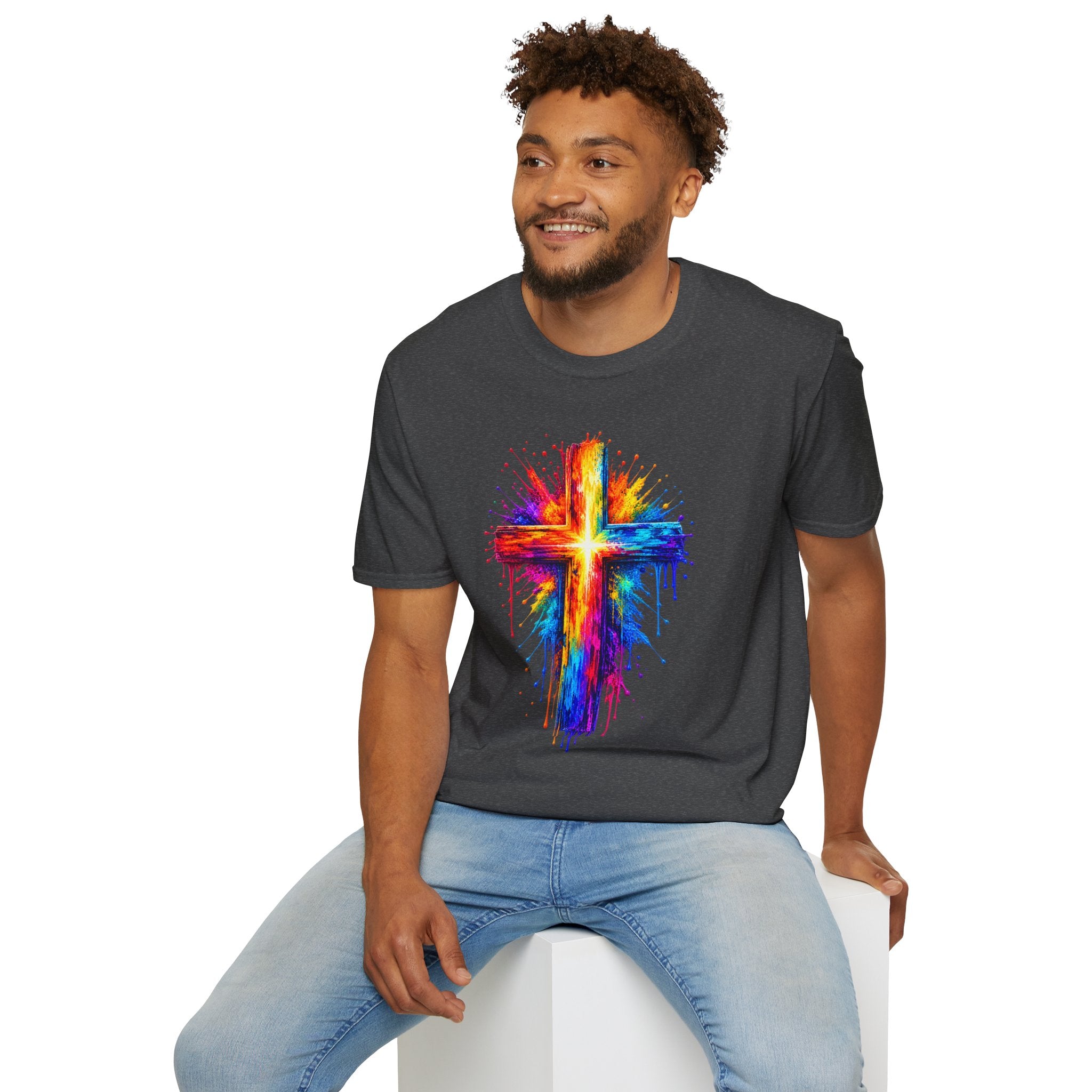 Rainbow Watercolor Cross T-Shirt