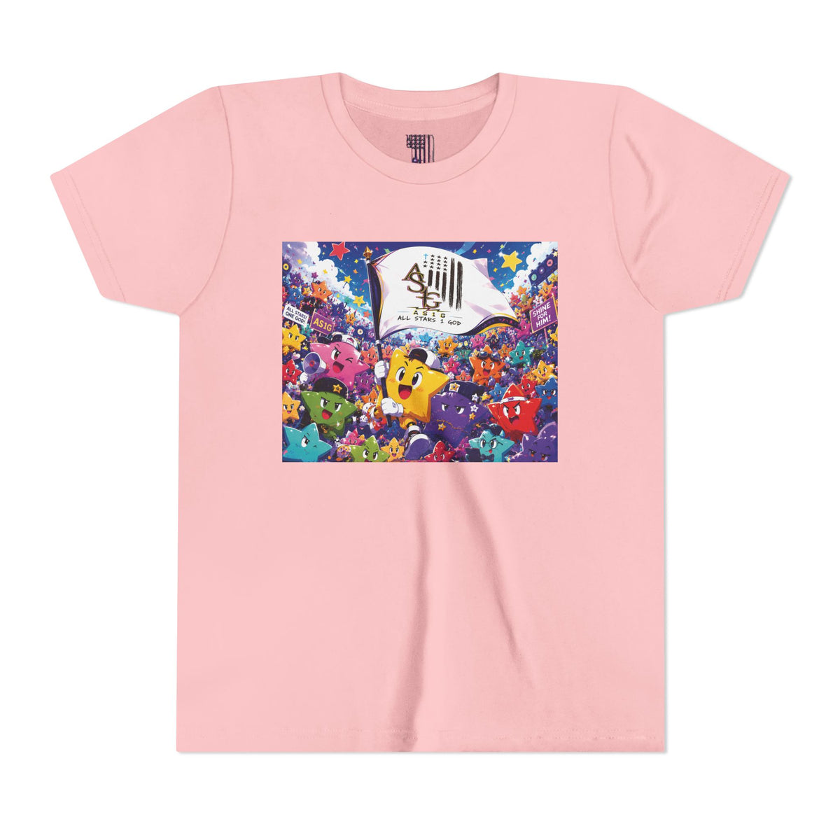 STAR RALLY - Colorful Cartoon Stars Crew with 'The First' Cap Design
