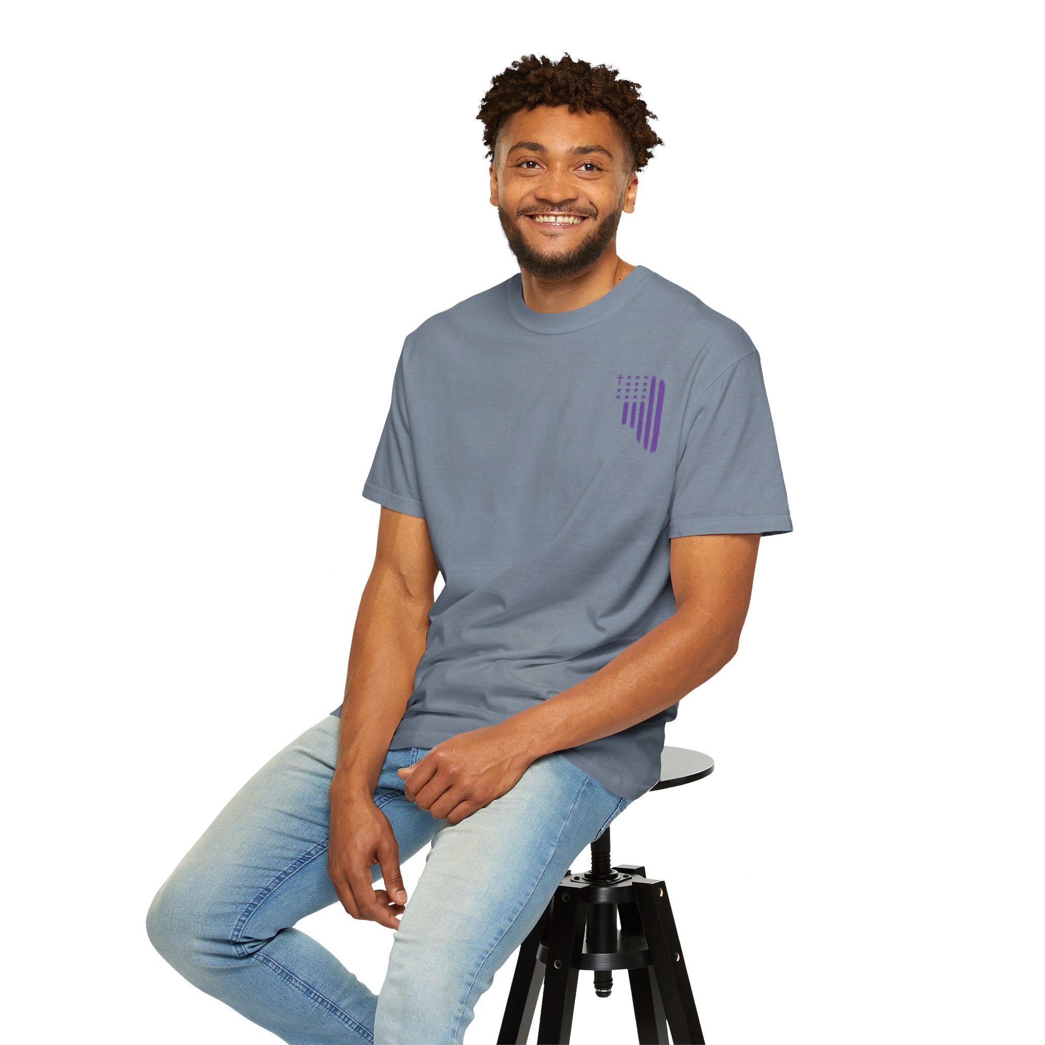 ASIG All Stars & God Flag T‑Shirt — Purple Brushstroke American Flag Tee
