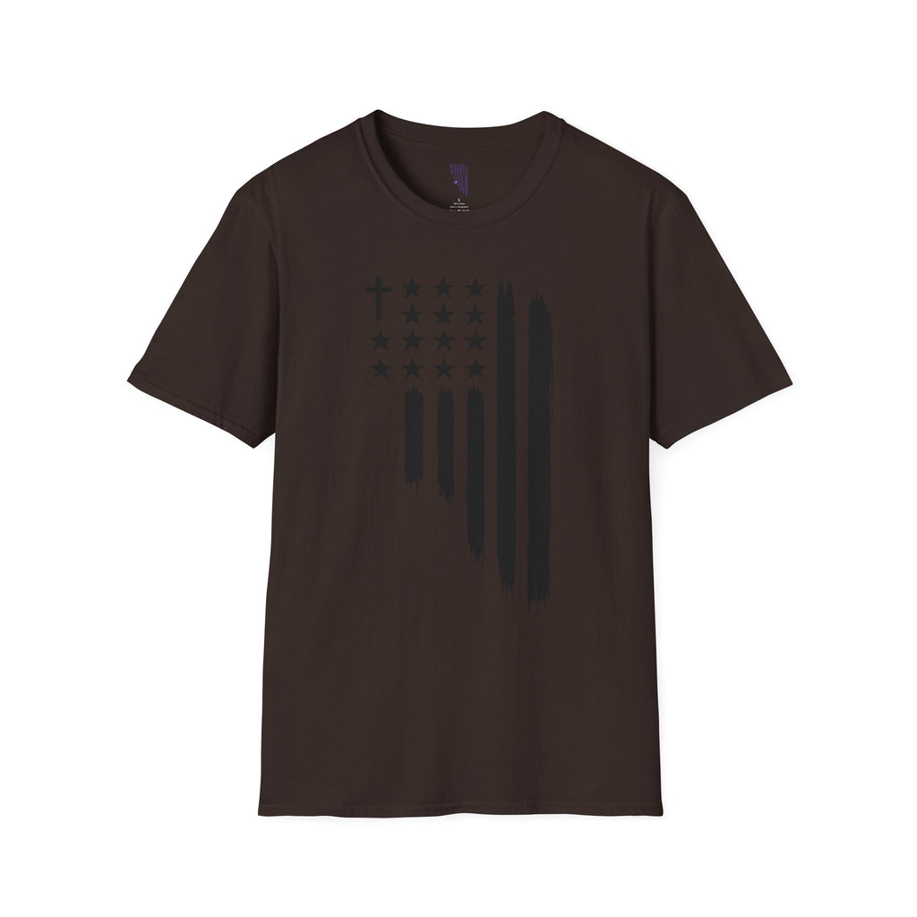 Christian Flag T-Shirt — Distressed American Cross Stars Tee