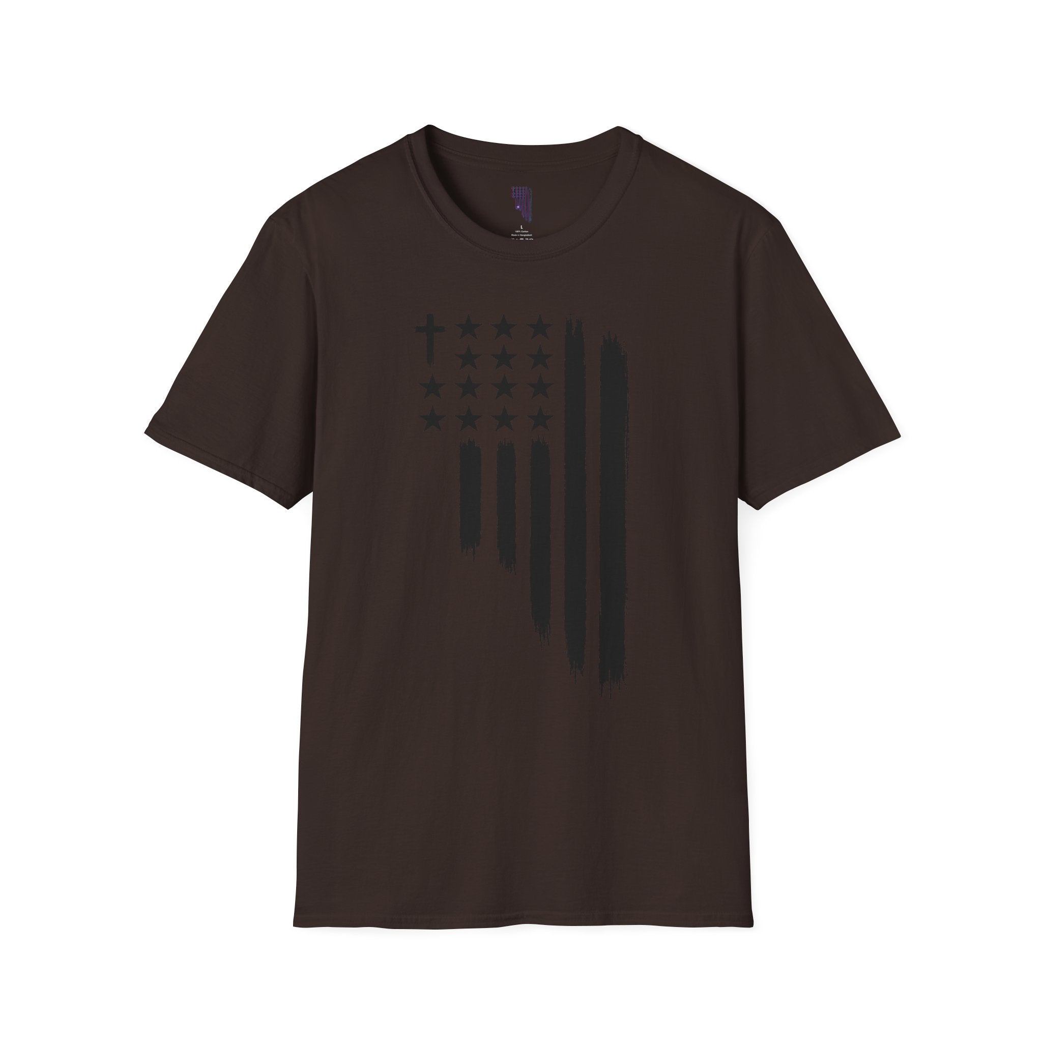 Christian Flag T-Shirt — Distressed American Cross Stars Tee