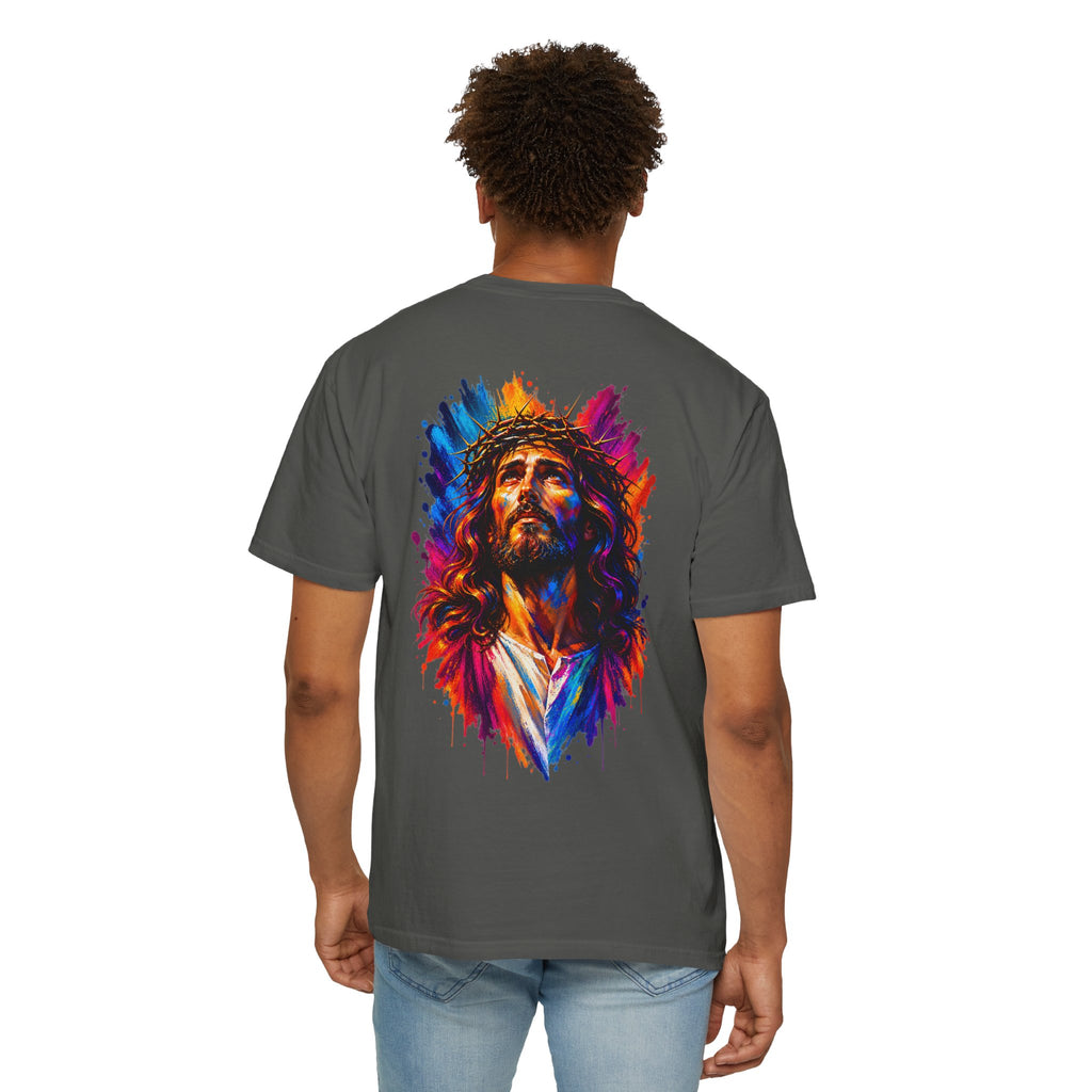 Jesus Portrait T-Shirt — Colorful Watercolor Cross Tee