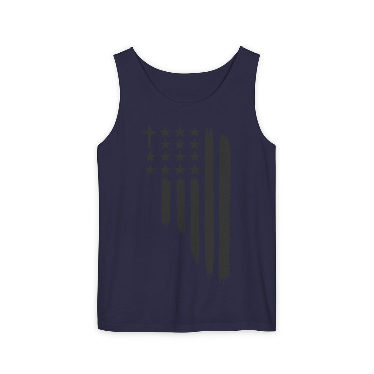 1st set of colors ALL STARS Flag Tank Top — Distressed Cross & Stars Patriotic Tank