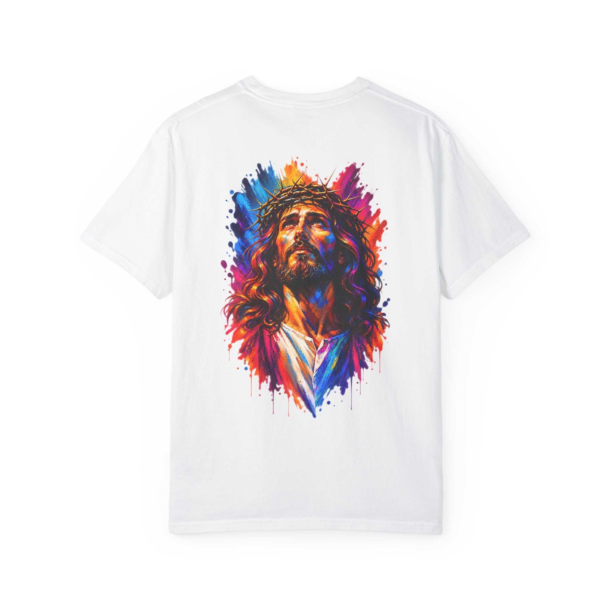 Jesus Portrait T-Shirt — Colorful Watercolor Cross Tee