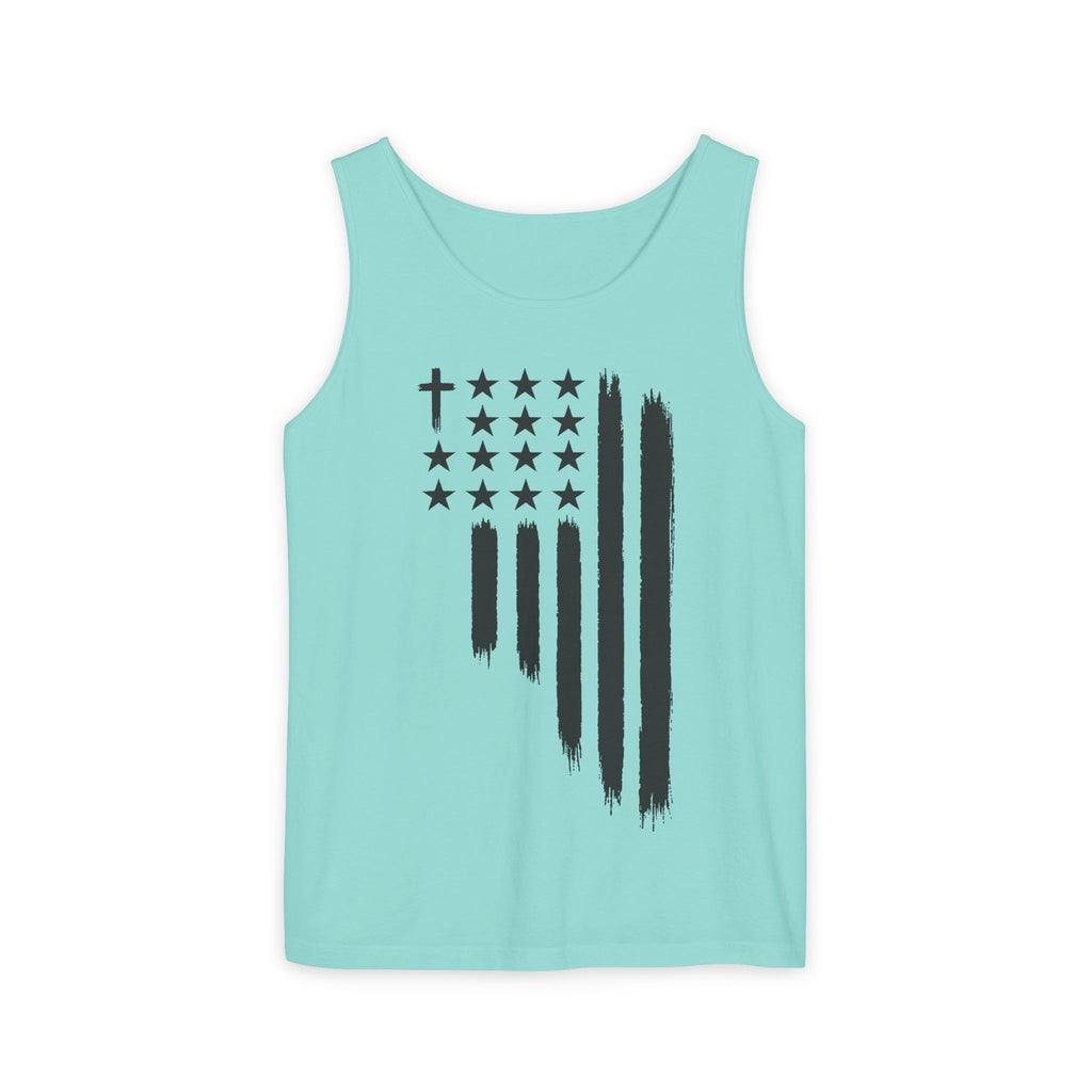 1st set of colors ALL STARS Flag Tank Top — Distressed Cross & Stars Patriotic Tank