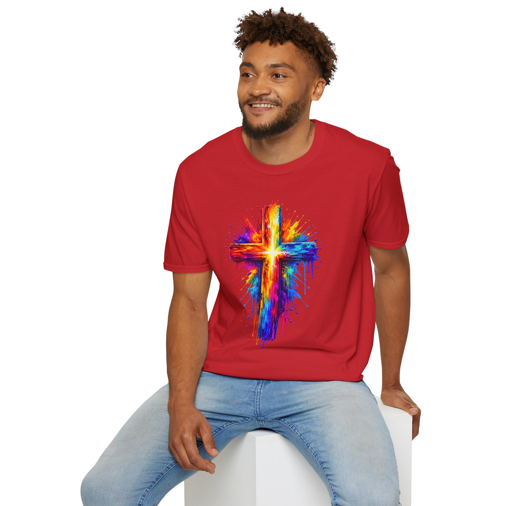 Rainbow Watercolor Cross T-Shirt