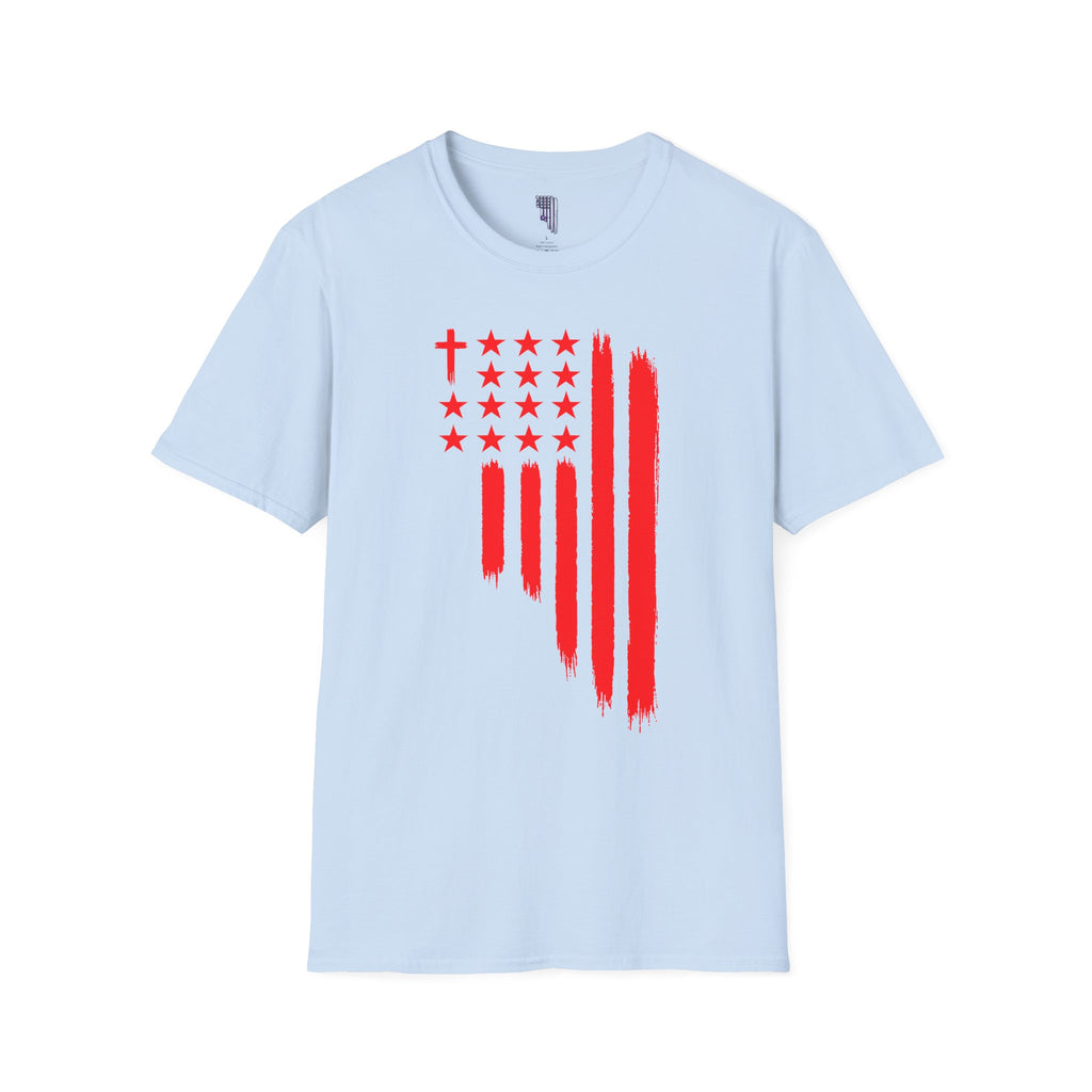 Patriotic Cross & Stars Flag T-Shirt — Christian American Flag Tee
