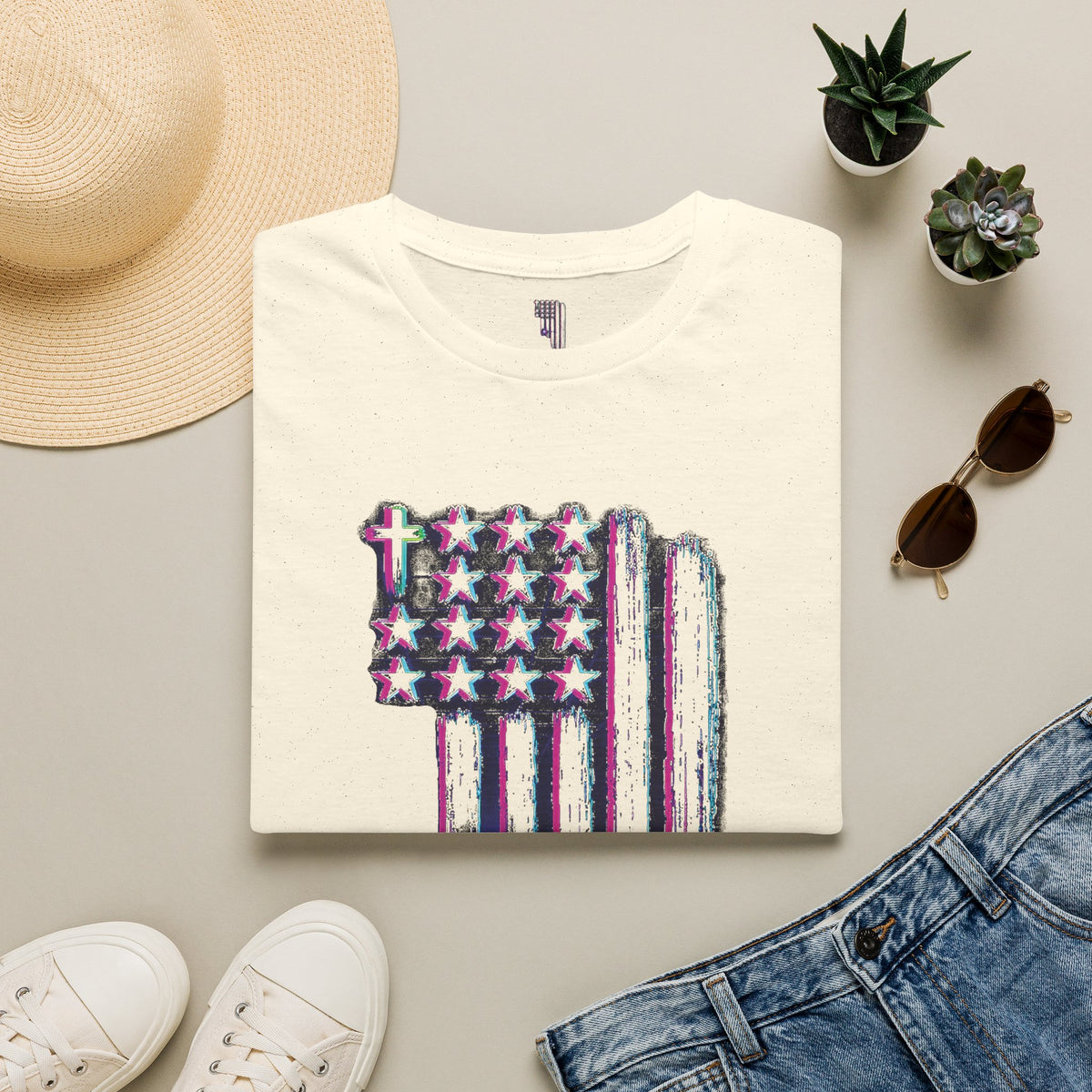 Distressed American Flag T-Shirt — 80'S Retro Stars & Stripes Tee
