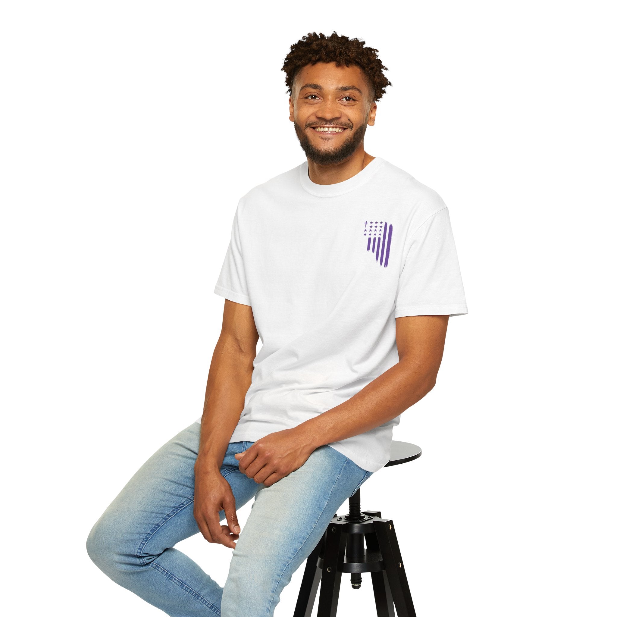 ASIG All Stars & God Flag T‑Shirt — Purple Brushstroke American Flag Tee