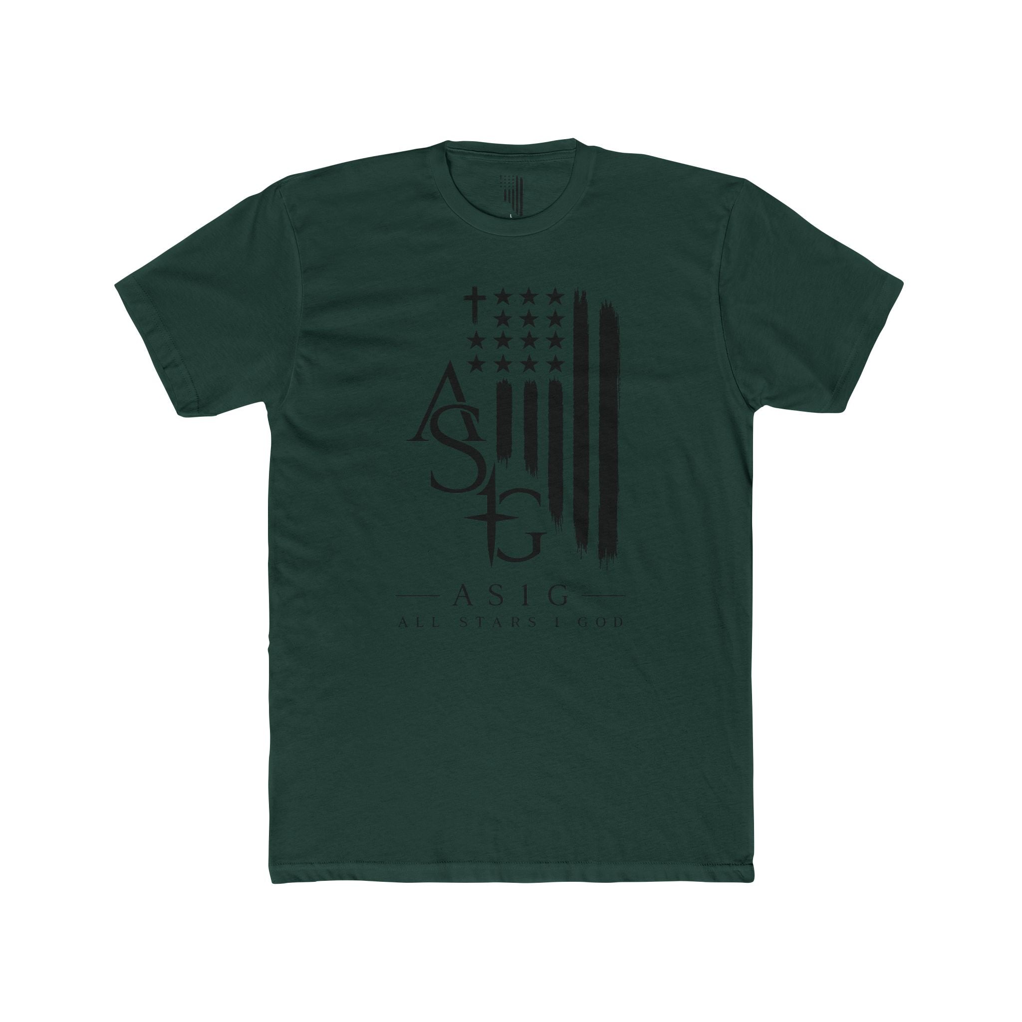 ASIG All Stars Club Flag Graphic Tee — Vintage Monochrome Patriotic T‑Shirt