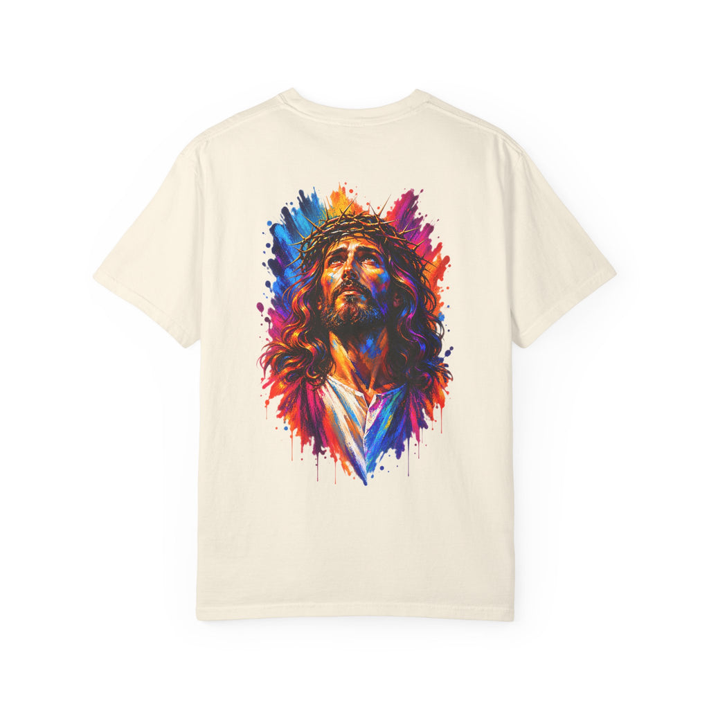 Jesus Portrait T-Shirt — Colorful Watercolor Cross Tee