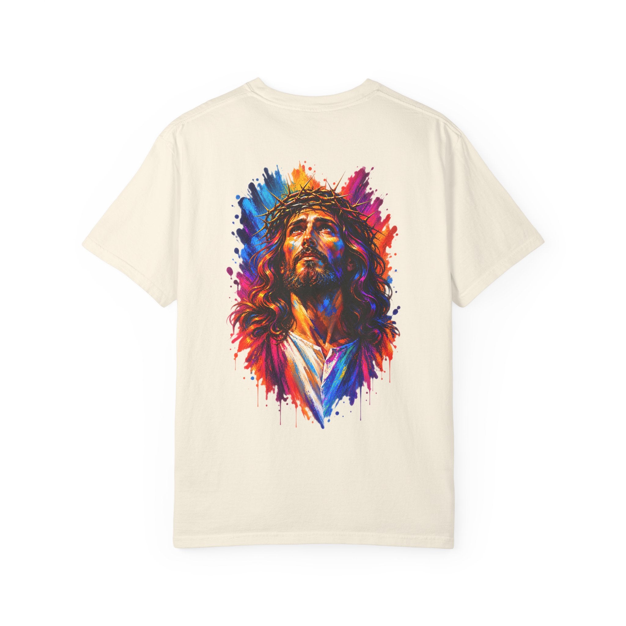 Jesus Portrait T-Shirt — Colorful Watercolor Cross Tee