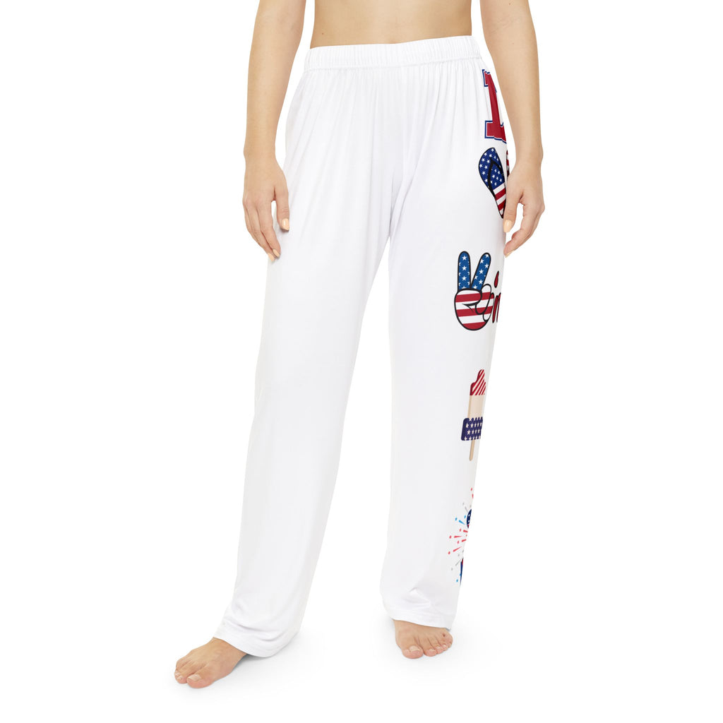 Patriotic Women's Pajama Pants - USA Flag Popsicle & 'Love America' Lounge Pants