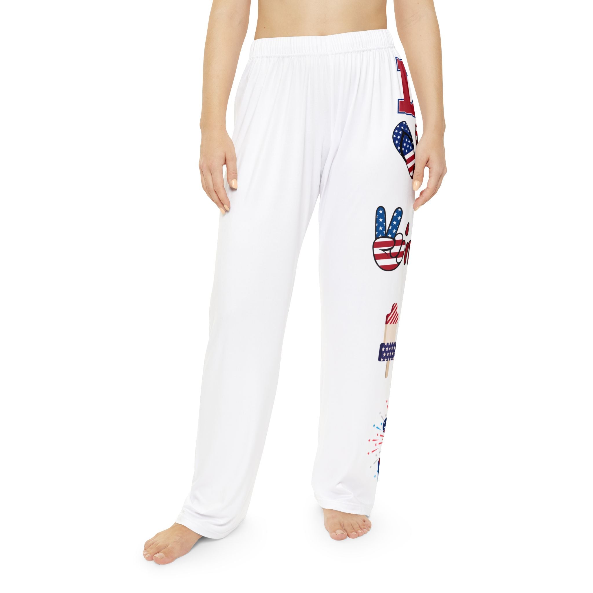 Patriotic Women's Pajama Pants - USA Flag Popsicle & 'Love America' Lounge Pants