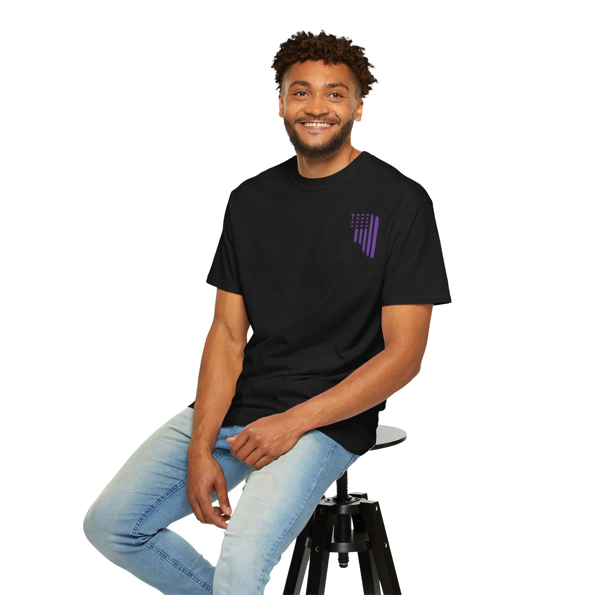 ASIG All Stars & God Flag T‑Shirt — Purple Brushstroke American Flag Tee
