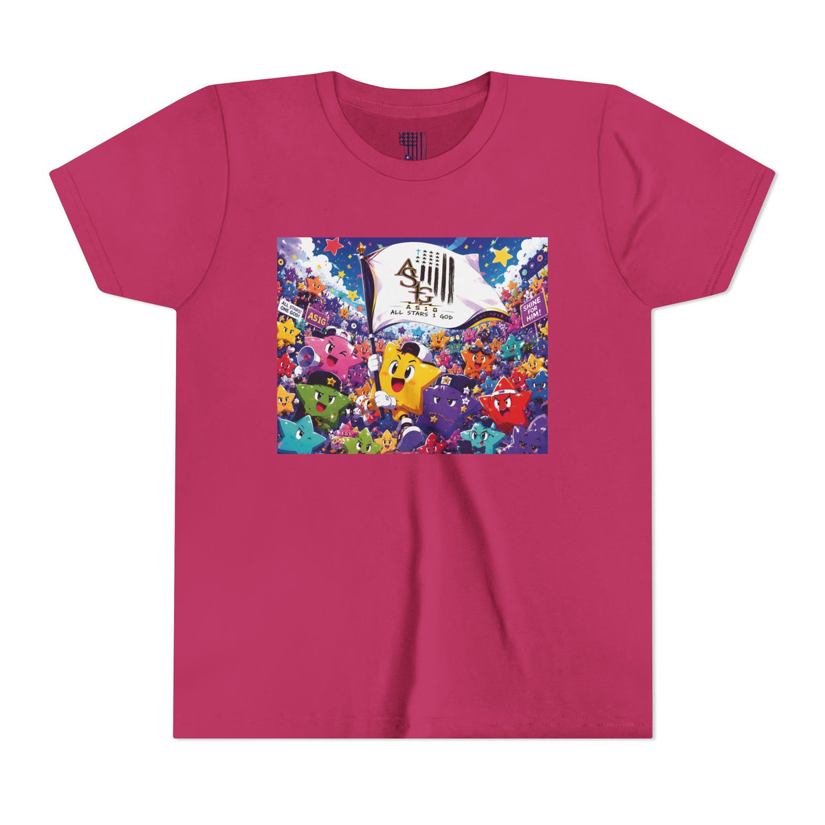 STAR RALLY - Colorful Cartoon Stars Crew with 'The First' Cap Design