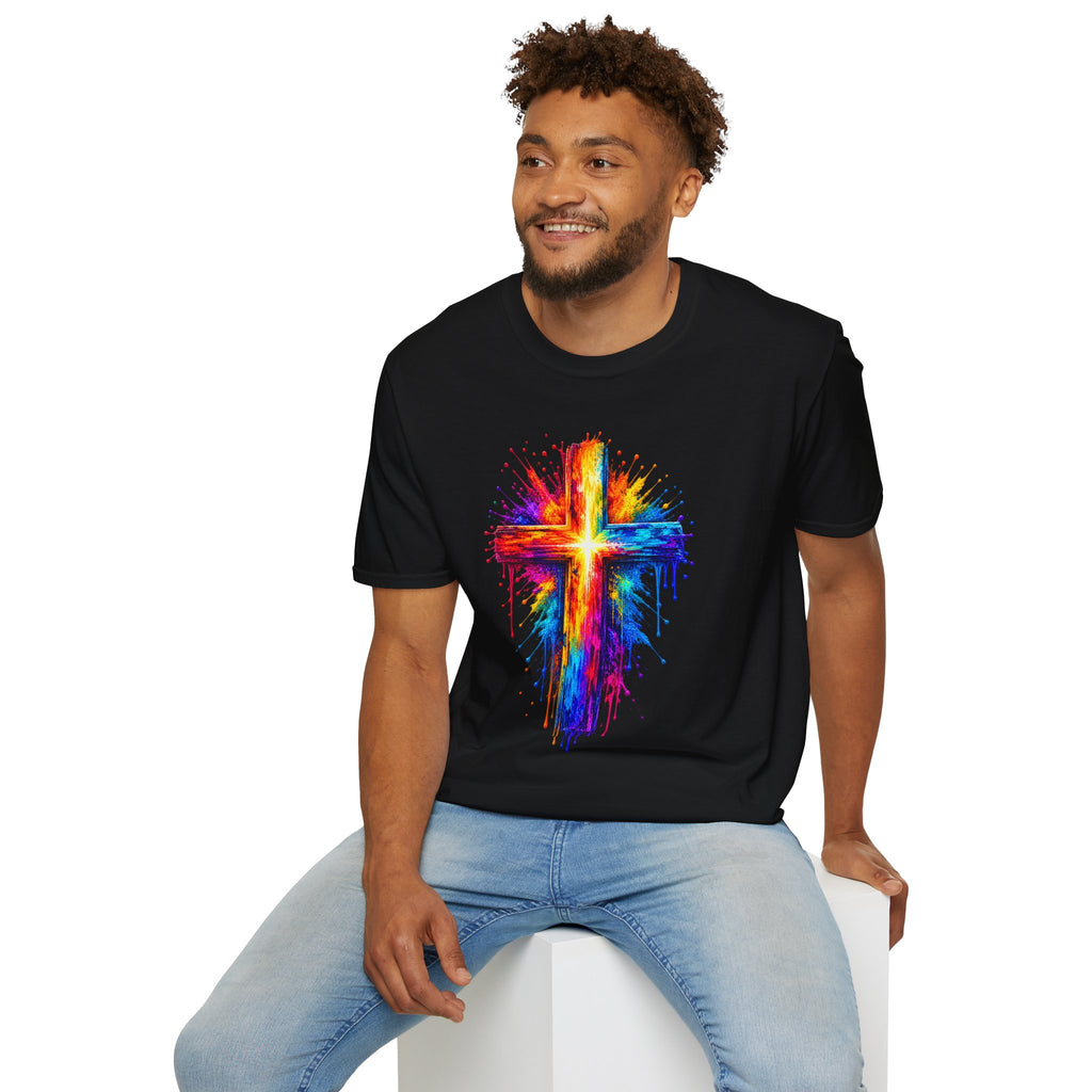 Rainbow Watercolor Cross T-Shirt