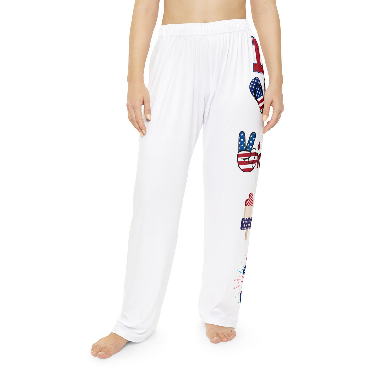 Patriotic Women's Pajama Pants - USA Flag Popsicle & 'Love America' Lounge Pants