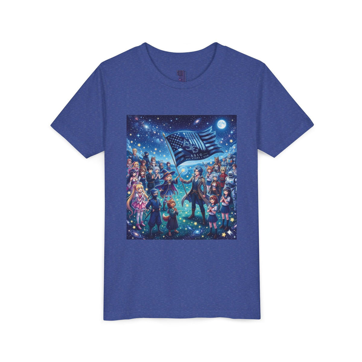 Starry Night Patriotic Kids T‑Shirt (American Flag & Kids Illustration)
