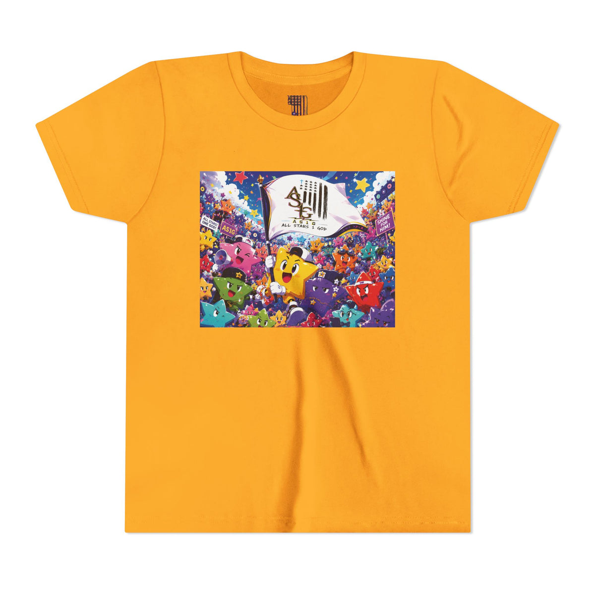 STAR RALLY - Colorful Cartoon Stars Crew with 'The First' Cap Design