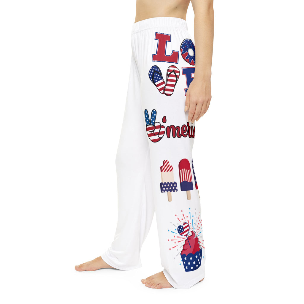 Patriotic Women's Pajama Pants - USA Flag Popsicle & 'Love America' Lounge Pants