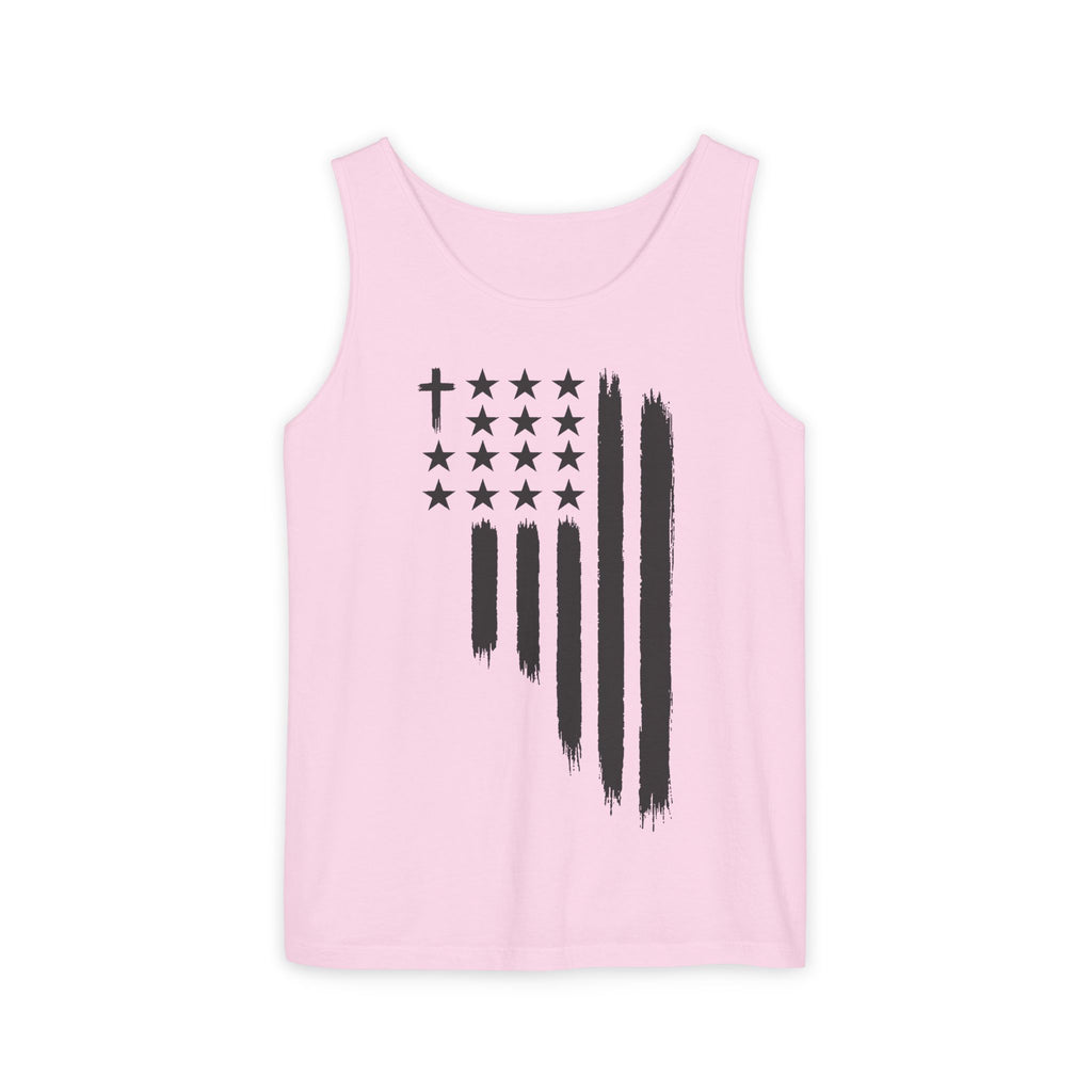 1st set of colors ALL STARS Flag Tank Top — Distressed Cross & Stars Patriotic Tank