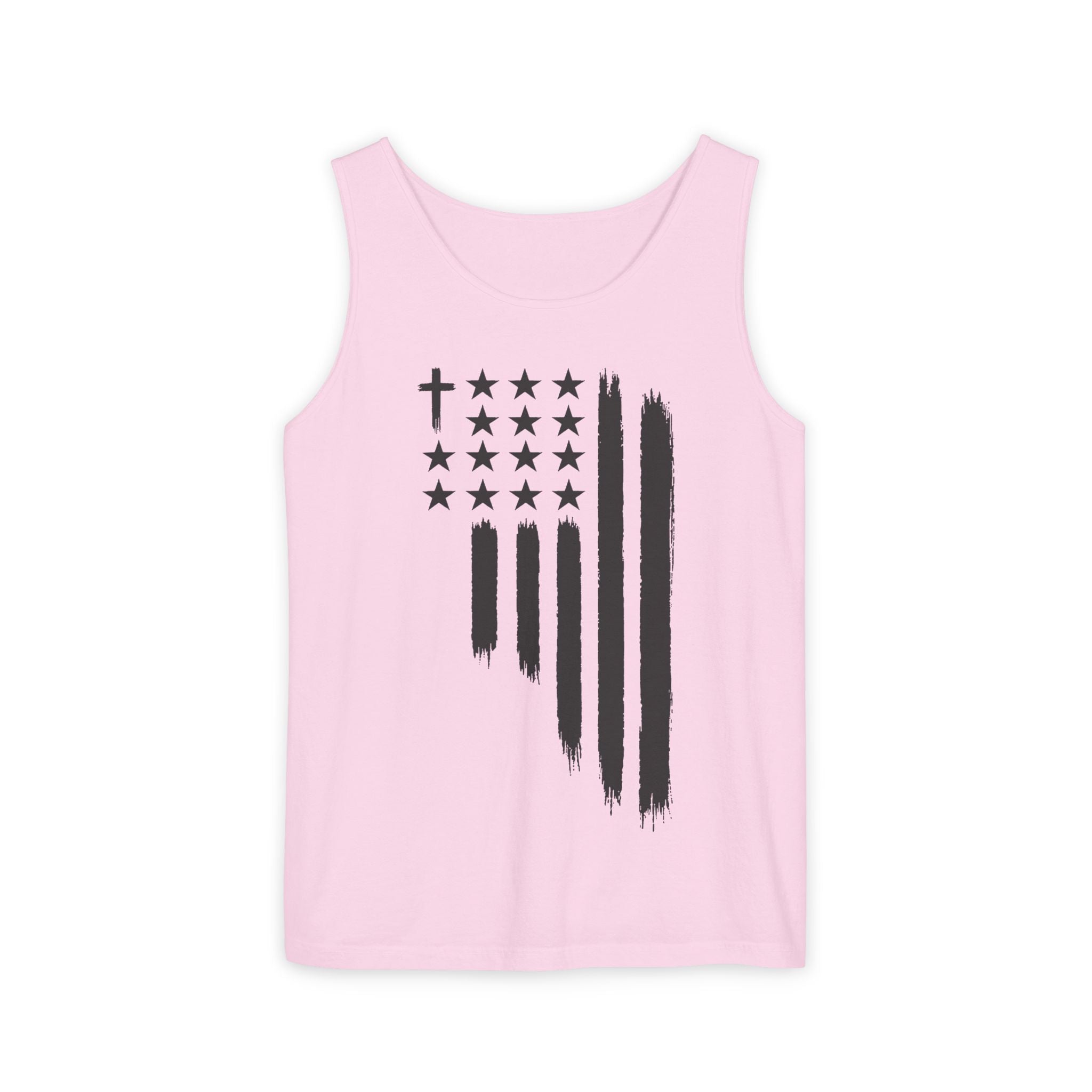 1st set of colors ALL STARS Flag Tank Top — Distressed Cross & Stars Patriotic Tank