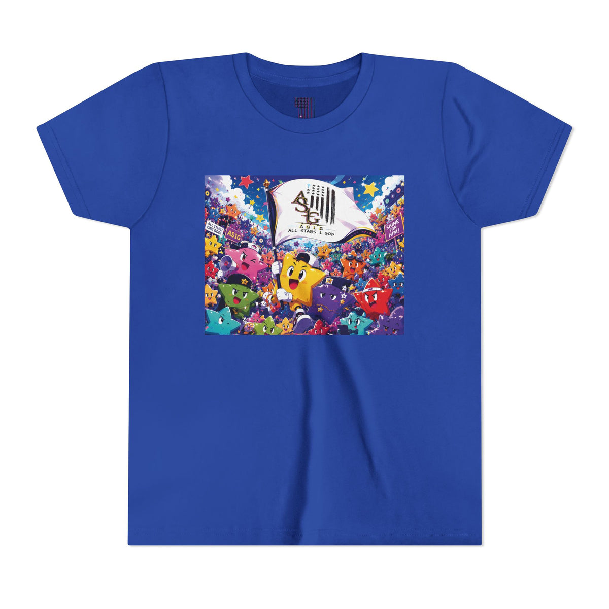 STAR RALLY - Colorful Cartoon Stars Crew with 'The First' Cap Design