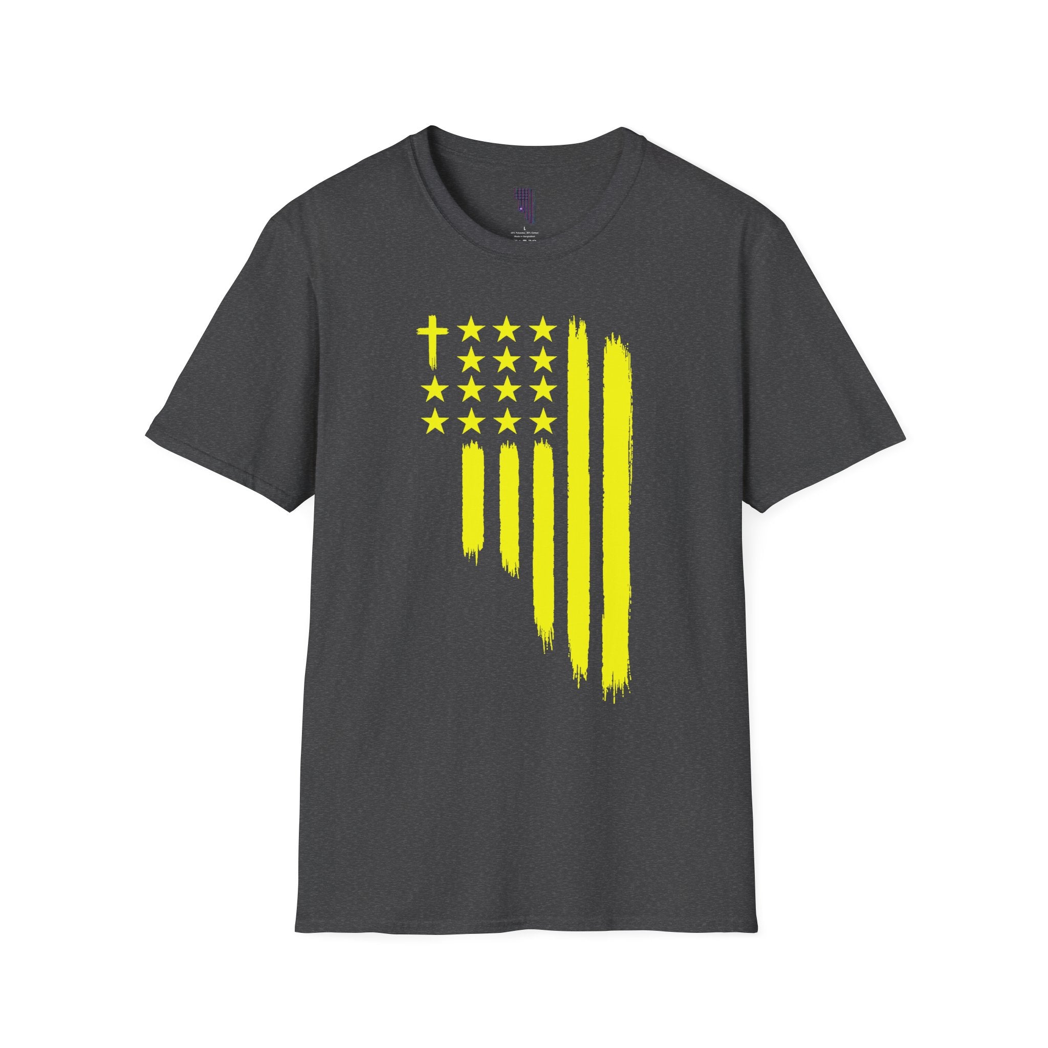 Neon Yellow Stylized American Flag T-Shirt