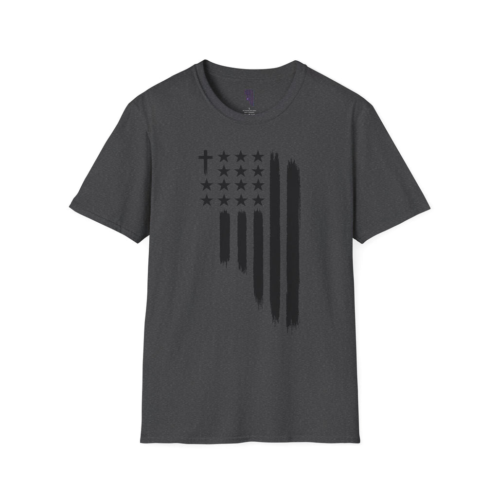 Christian Flag T-Shirt — Distressed American Cross Stars Tee