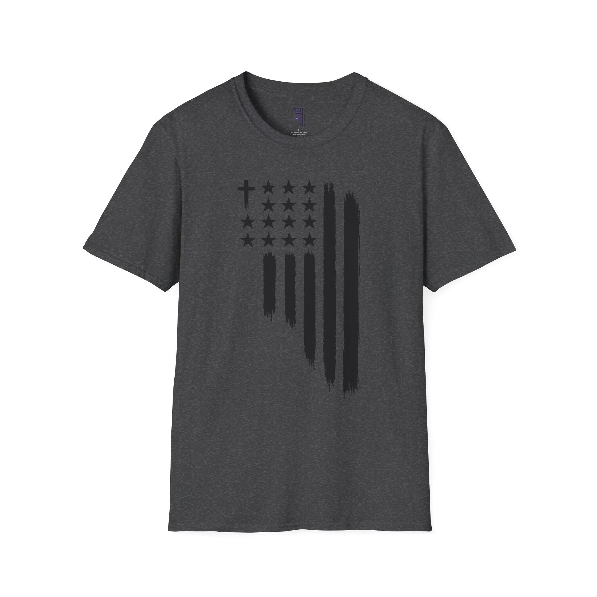 Christian Flag T-Shirt — Distressed American Cross Stars Tee