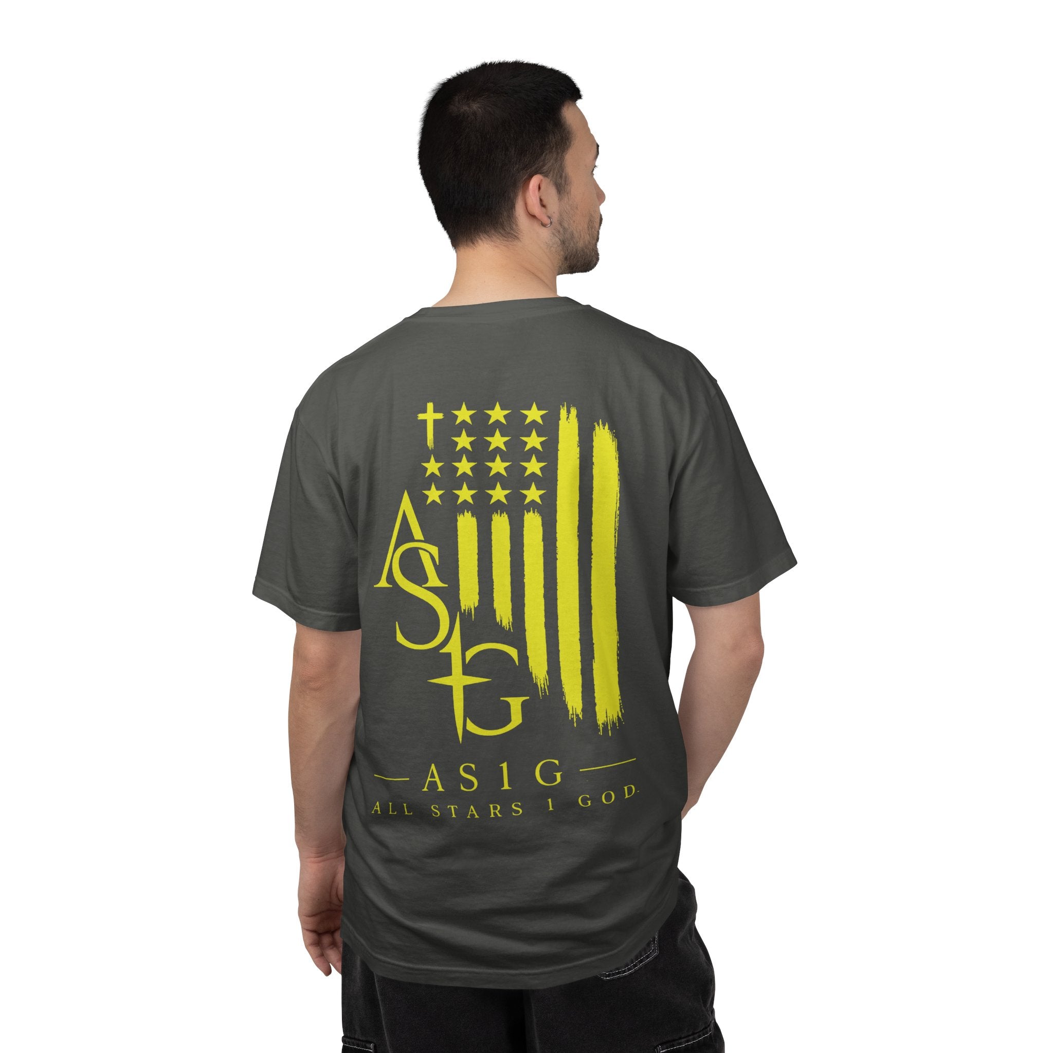 Yellow Flag Graphic T-Shirt — AS1G Patriotic Brushstroke Tee