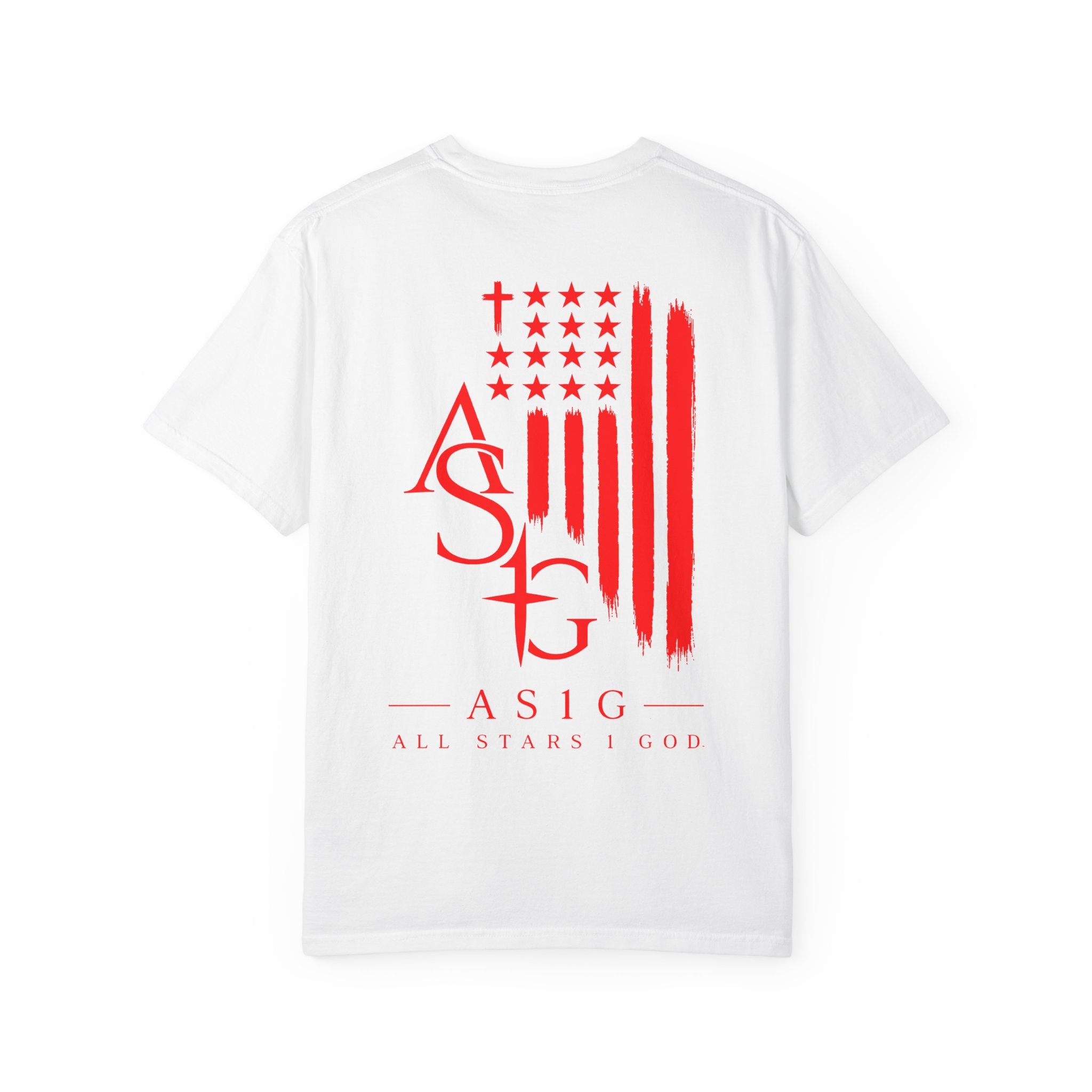 ASIG Patriotic Graphic T-Shirt — All Stars I God Red Flag Tee
