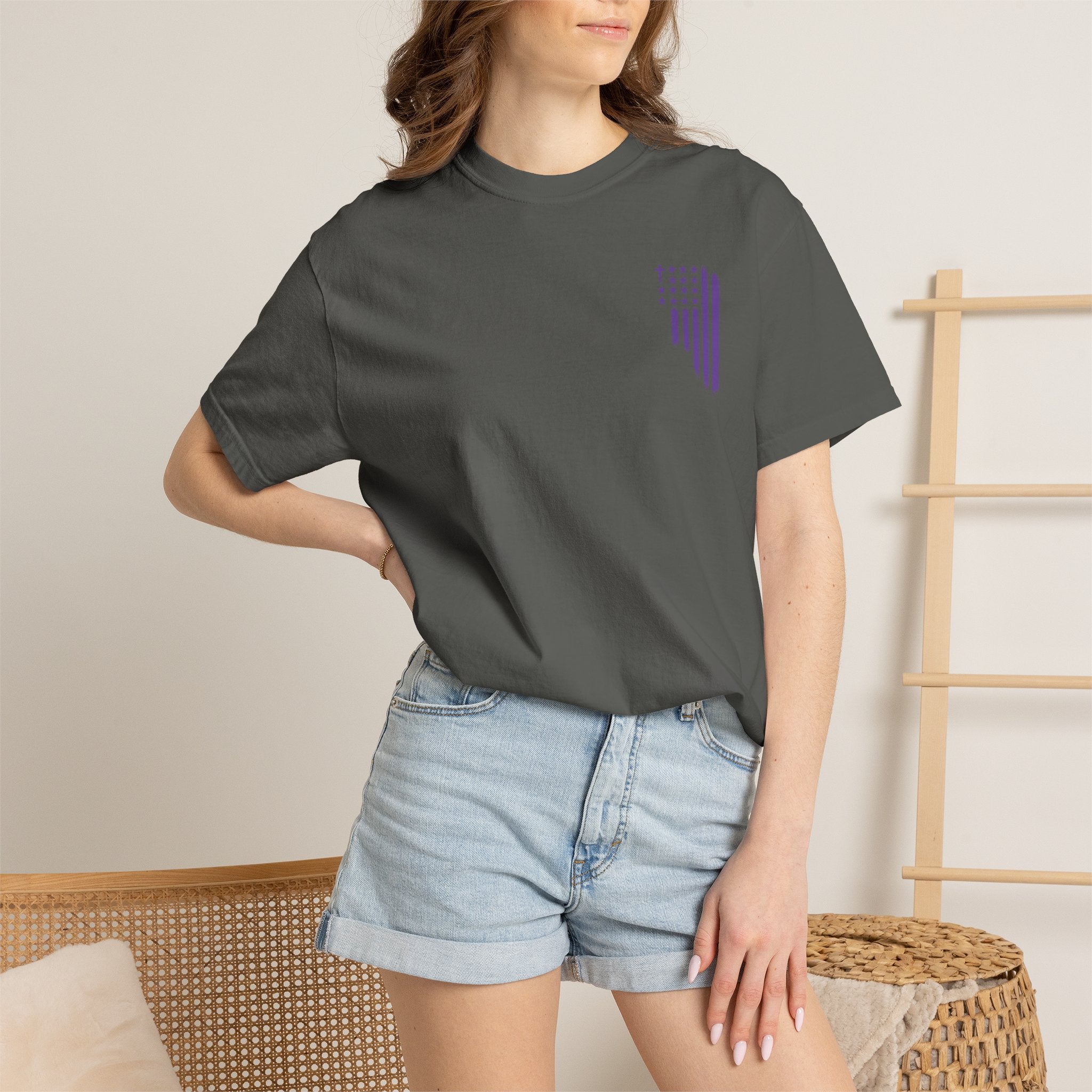 ASIG All Stars & God Flag T‑Shirt — Purple Brushstroke American Flag Tee