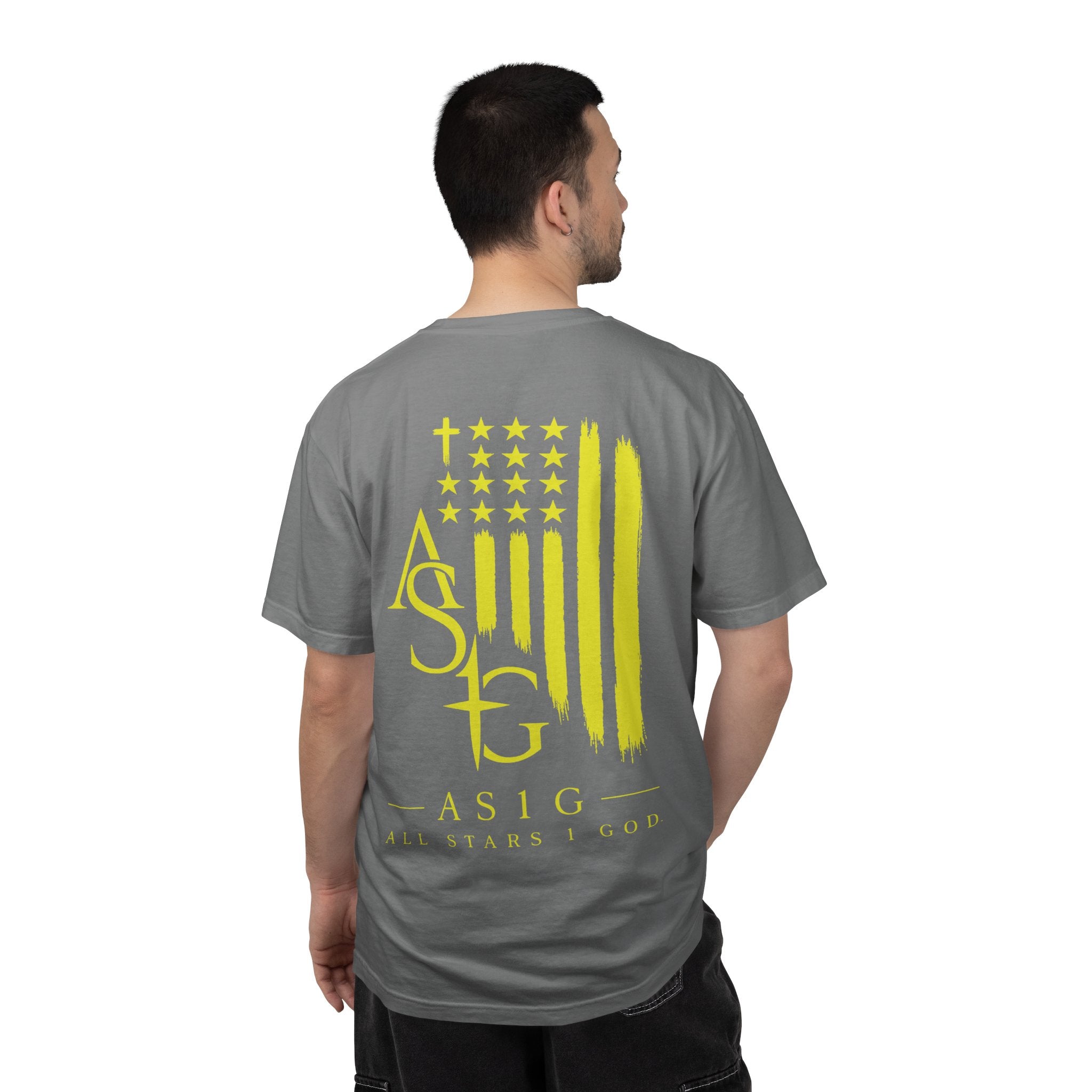 Yellow Flag Graphic T-Shirt — AS1G Patriotic Brushstroke Tee