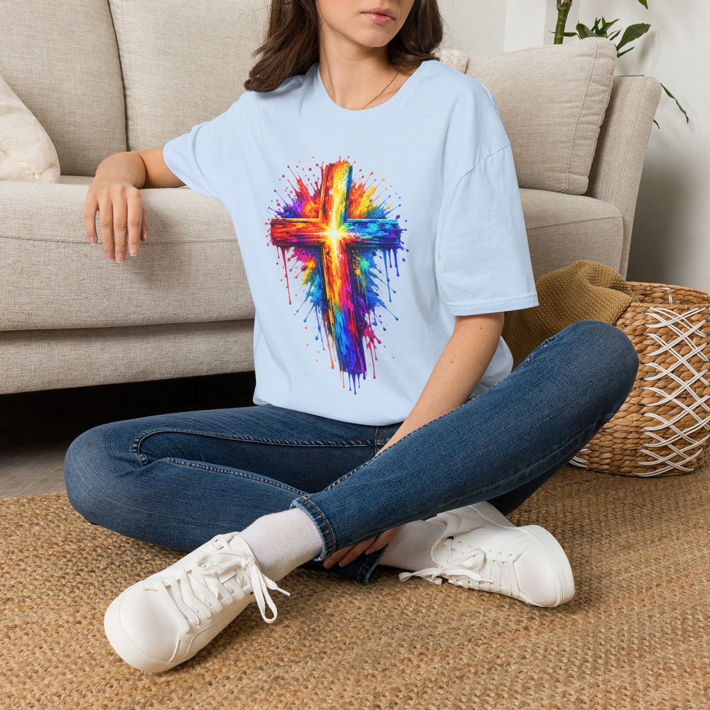 Rainbow Watercolor Cross T-Shirt