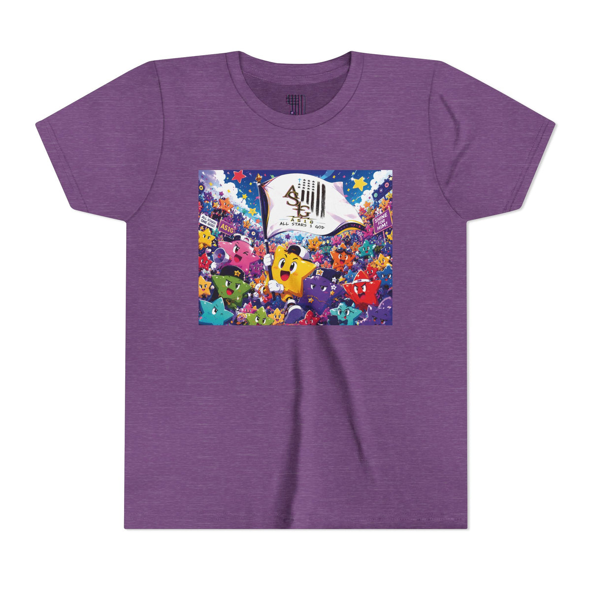 STAR RALLY - Colorful Cartoon Stars Crew with 'The First' Cap Design