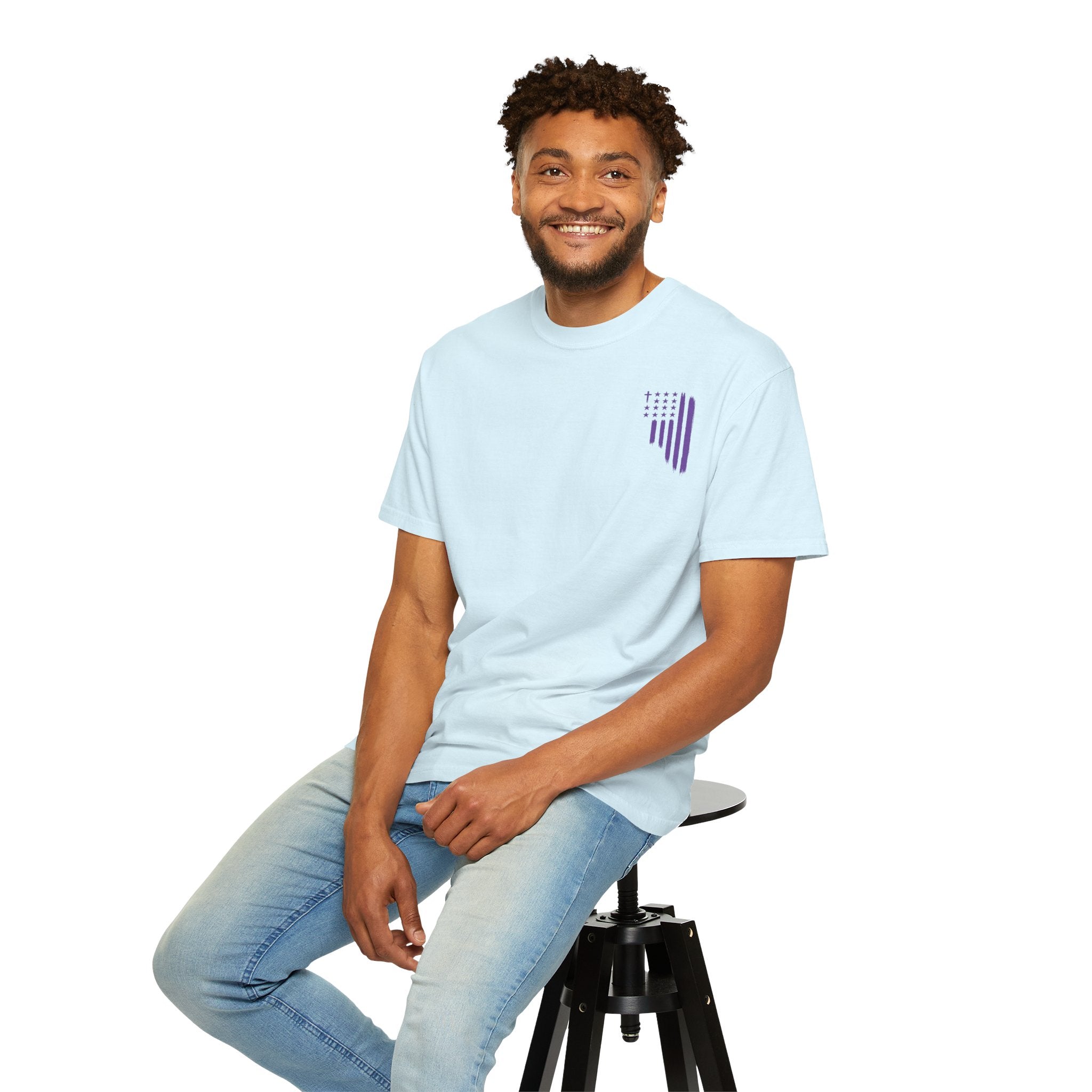 ASIG All Stars & God Flag T‑Shirt — Purple Brushstroke American Flag Tee